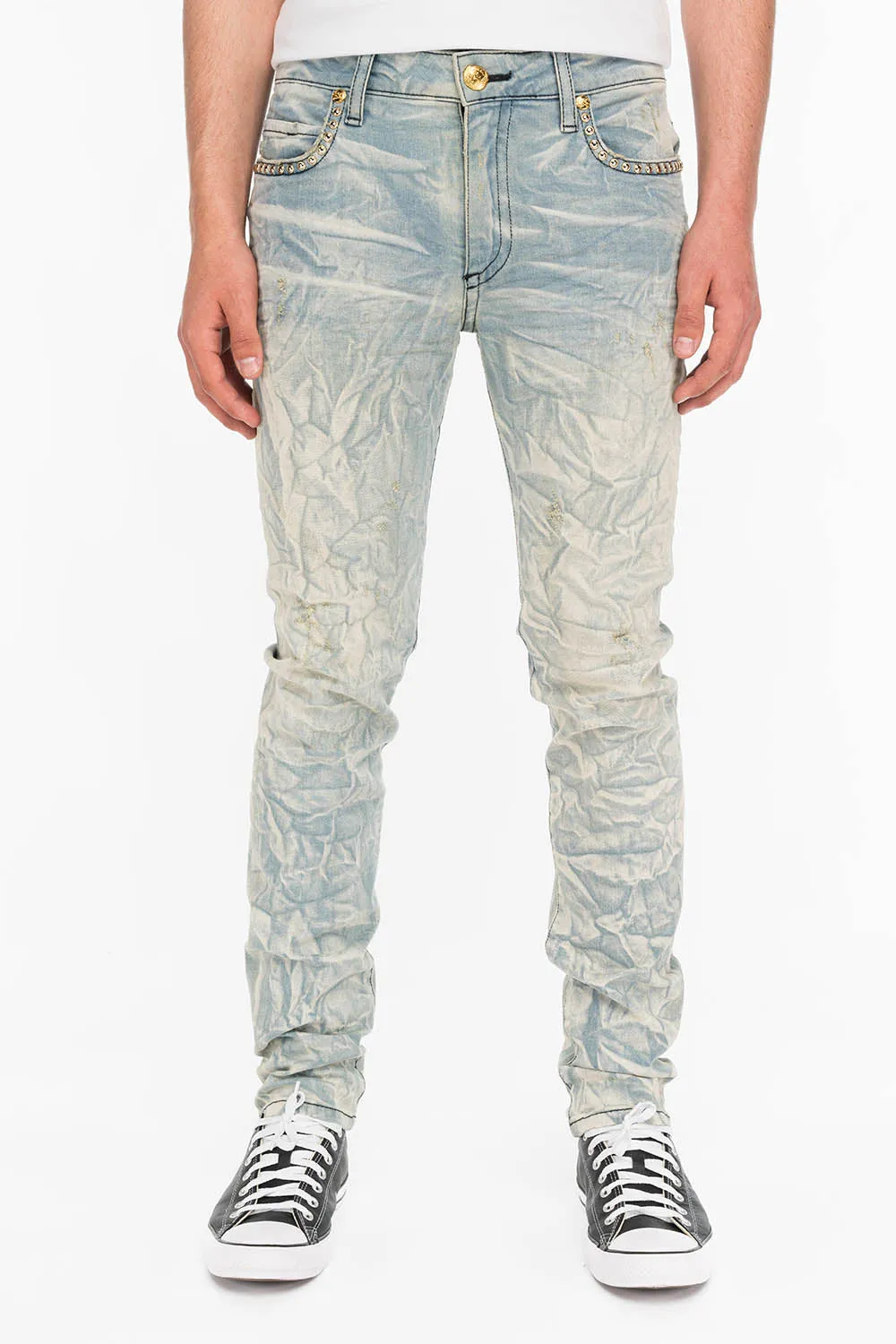 ROYAL CROWN SKINNY MENS JEANS IN VINTAGE BLUE WITH NAILHEAD sold by Robin's Jean product image thumbnail 2