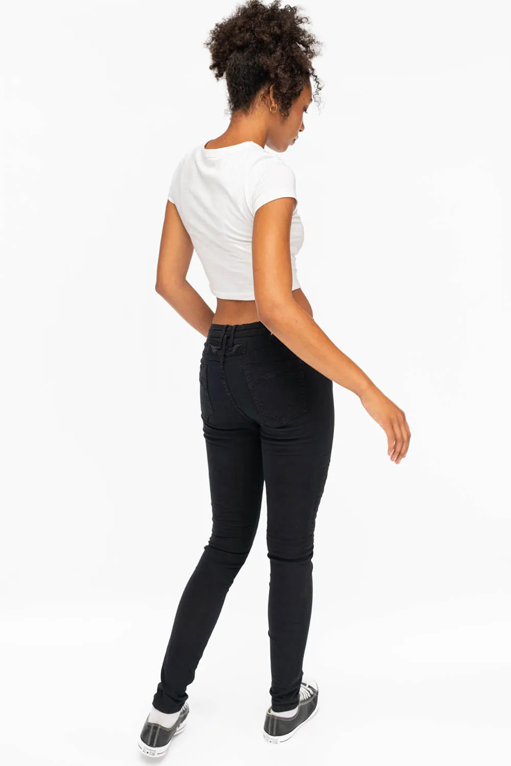 ROBIN'S WOMENS SKINNY MOTO JEANS IN PURE BLACK sold by Robin's Jean product image thumbnail 5