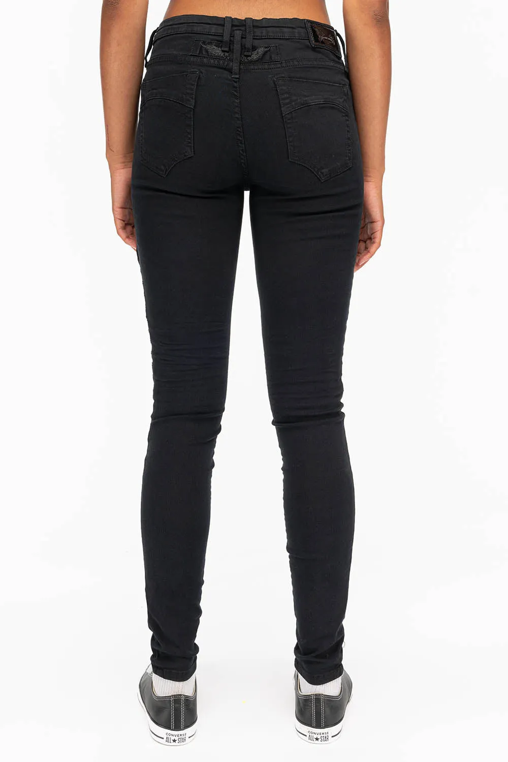 ROBIN'S WOMENS SKINNY MOTO JEANS IN PURE BLACK sold by Robin's Jean product image thumbnail 3