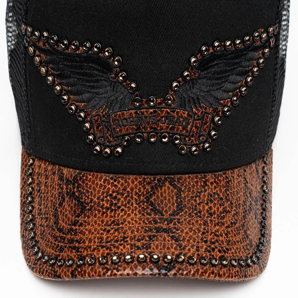 BLK/BROWN PYTHON TRUCKER HAT WITH SMOKY TOPAZ EMBELLISHMENT sold by Robin's Jean product image thumbnail 2