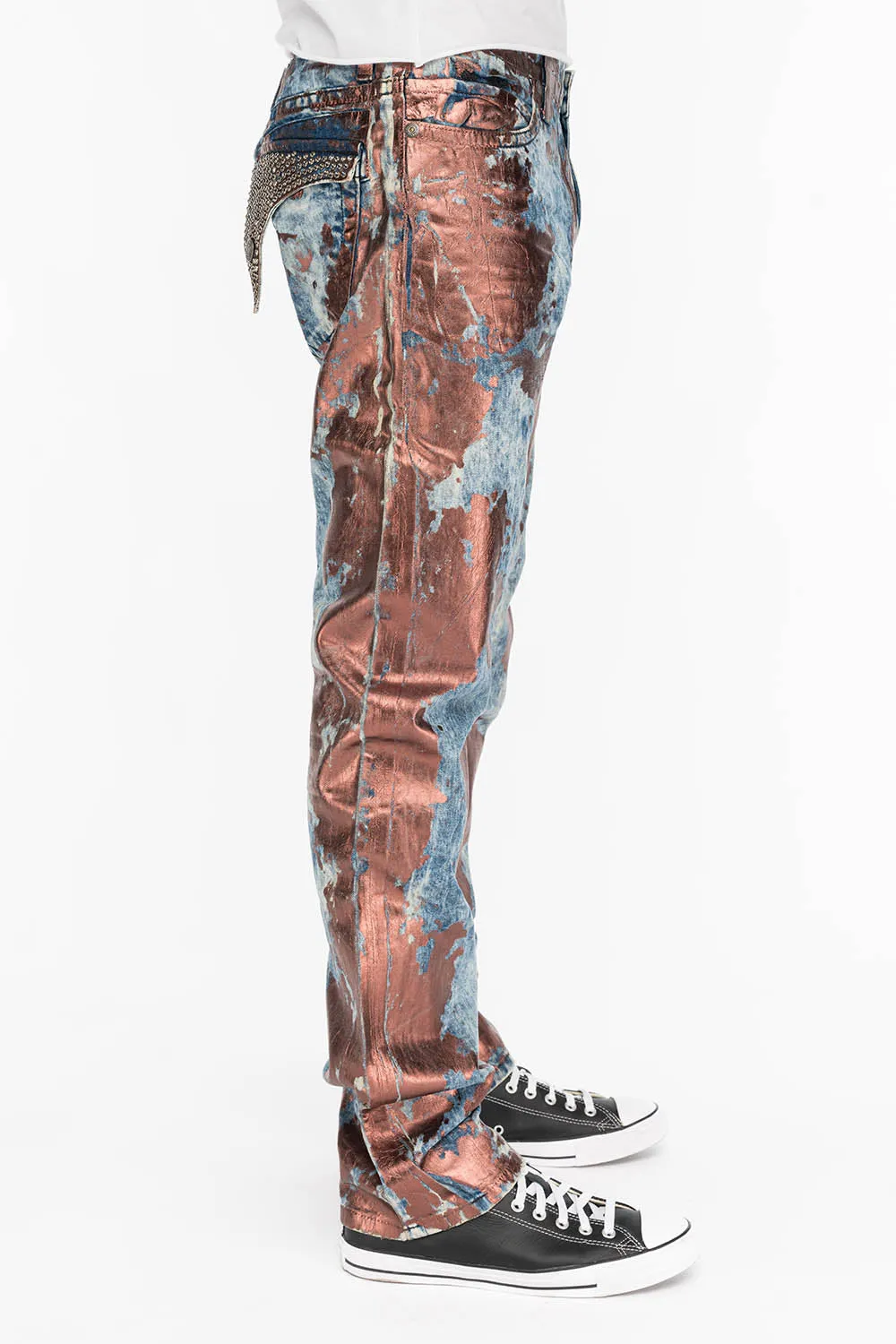 MENS LONG FLAP SLIM JEANS IN GOOD TIME COPPER WITH CRYSTALS sold by Robin's Jean product image thumbnail 2