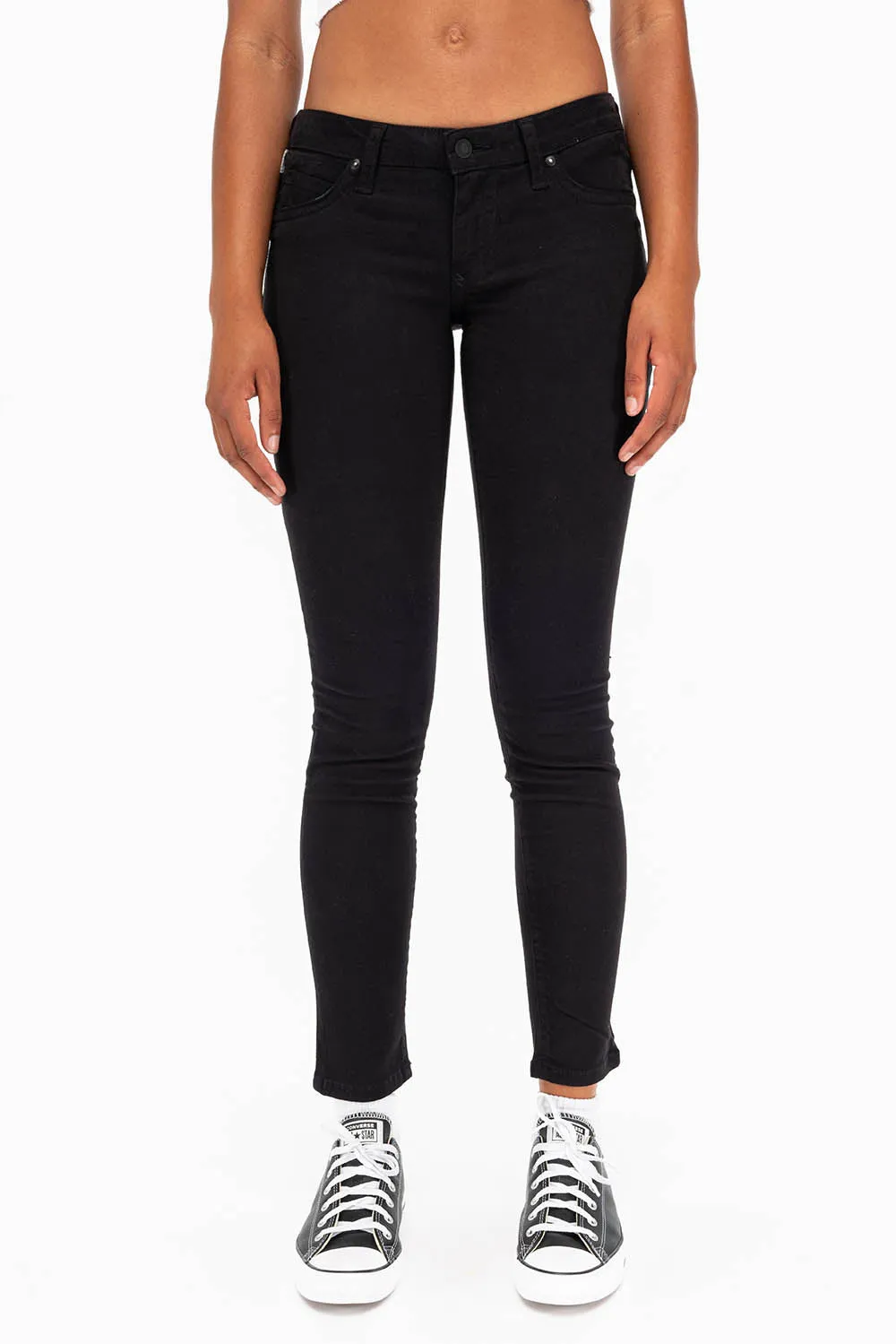 MARILYN WOMENS SKINNY JEANS IN BLACK WITH TONAL WINGS AND CRYSTALS sold by Robin's Jean product image thumbnail 3