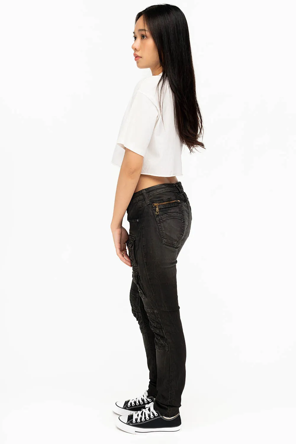 ROBIN'S MILITARY INSPIRED WOMENS SKINNY UTILITARIAN JEANS IN LA BLACK sold by Robin's Jean product image thumbnail 4
