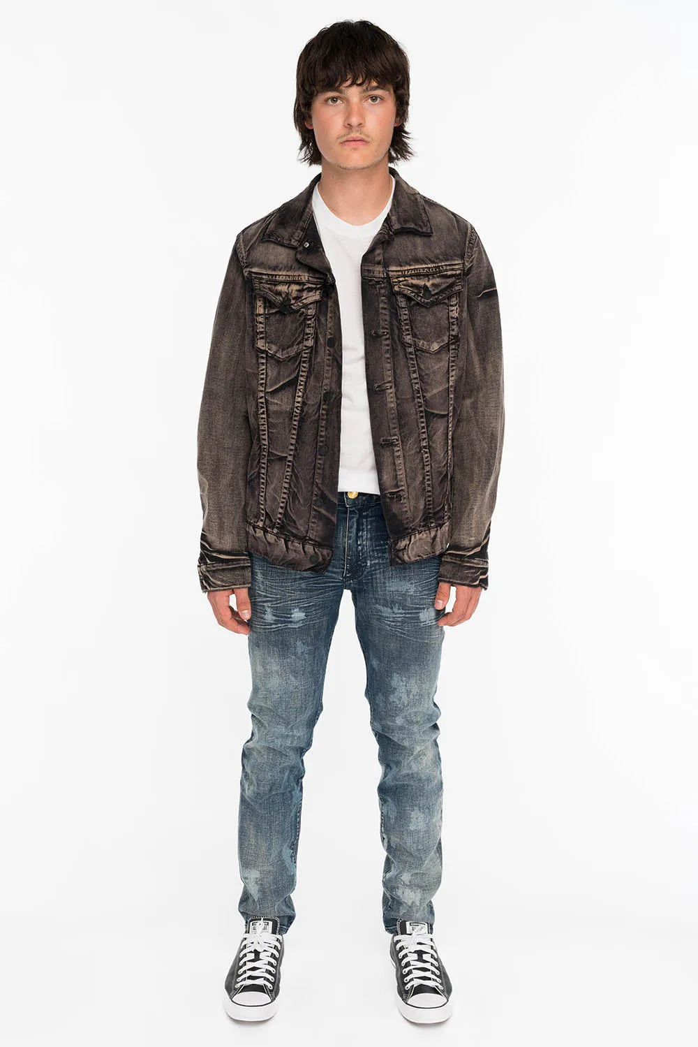 KILLER FLAP MENS SKINNY JEANS IN NEW JAPAN MEDIUM DARK WITH GOLD WINGS sold by Robin's Jean product image thumbnail 4