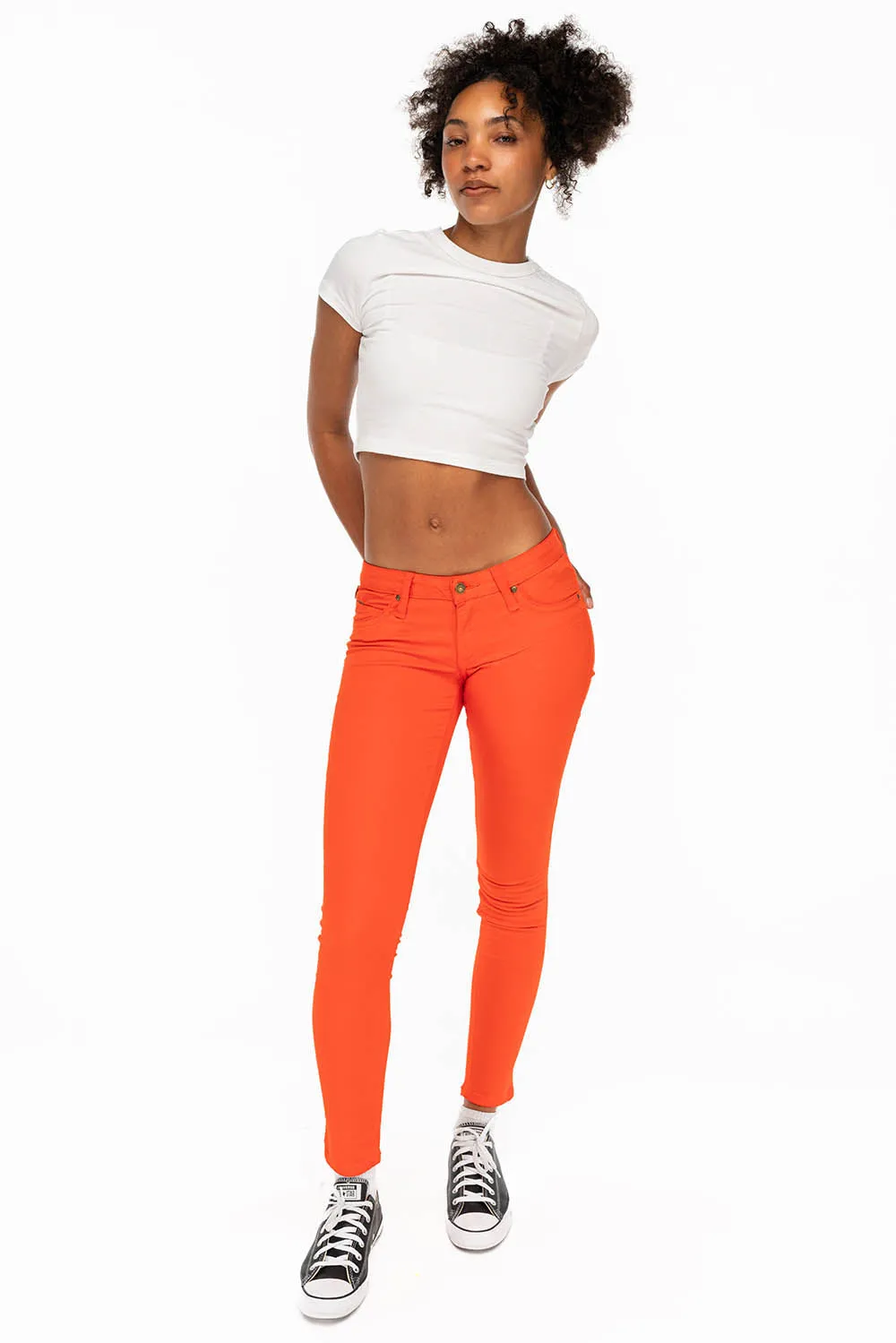 MARILYN WOMENS SKINNY JEANS IN TANGERINE WITH TONAL WINGS sold by Robin's Jean product image thumbnail 5