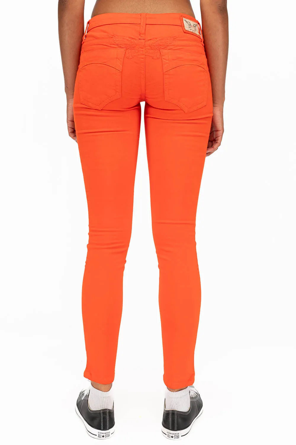 MARILYN WOMENS SKINNY JEANS IN TANGERINE WITH TONAL WINGS sold by Robin's Jean product image thumbnail 2
