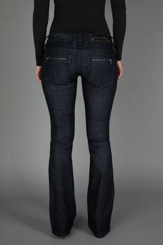 Kamil Super Low-Rise Moto Bootcut Jeans sold by Rock Revival