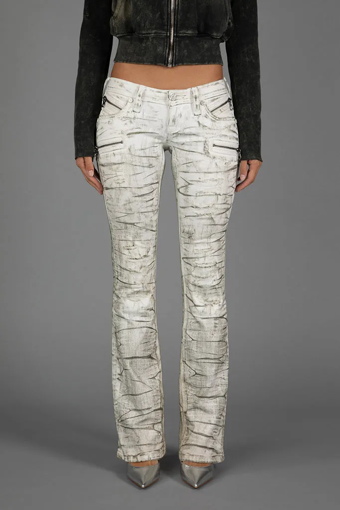 Kamil Super Low-Rise Moto Bootcut Jeans sold by Rock Revival