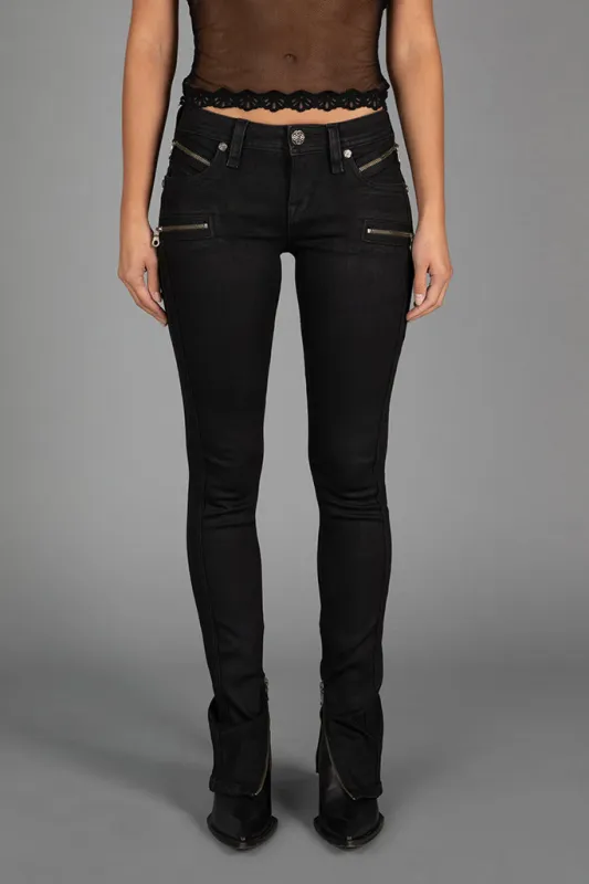 Camille Low-Rise Moto Skinny Jeans sold by Rock Revival