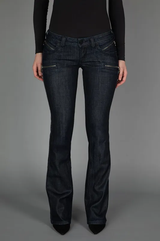 Kamil Super Low-Rise Moto Bootcut Jeans sold by Rock Revival