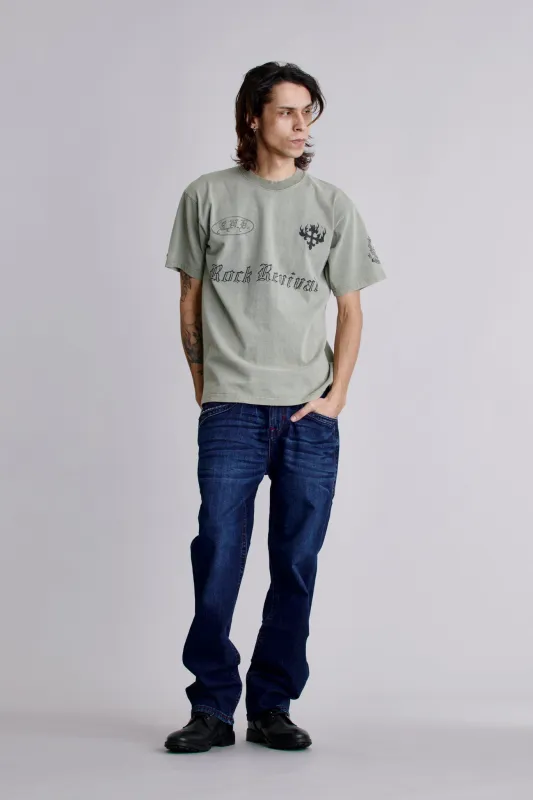 Inferno Crest Tee in Sage sold by Rock Revival