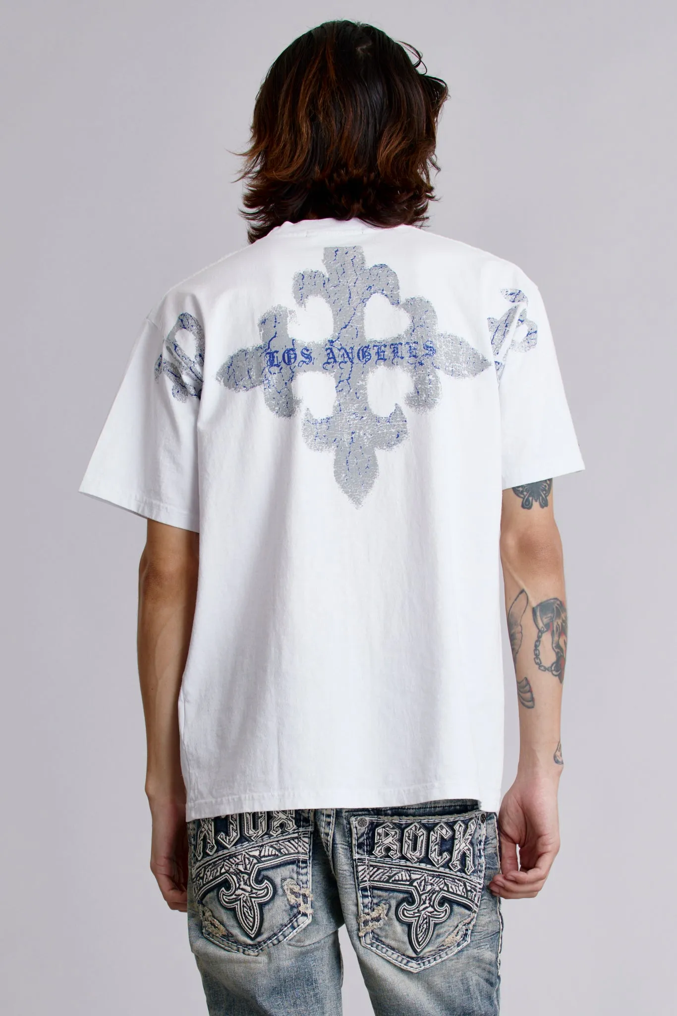 LA Cross Tee in White sold by Rock Revival product image thumbnail 4