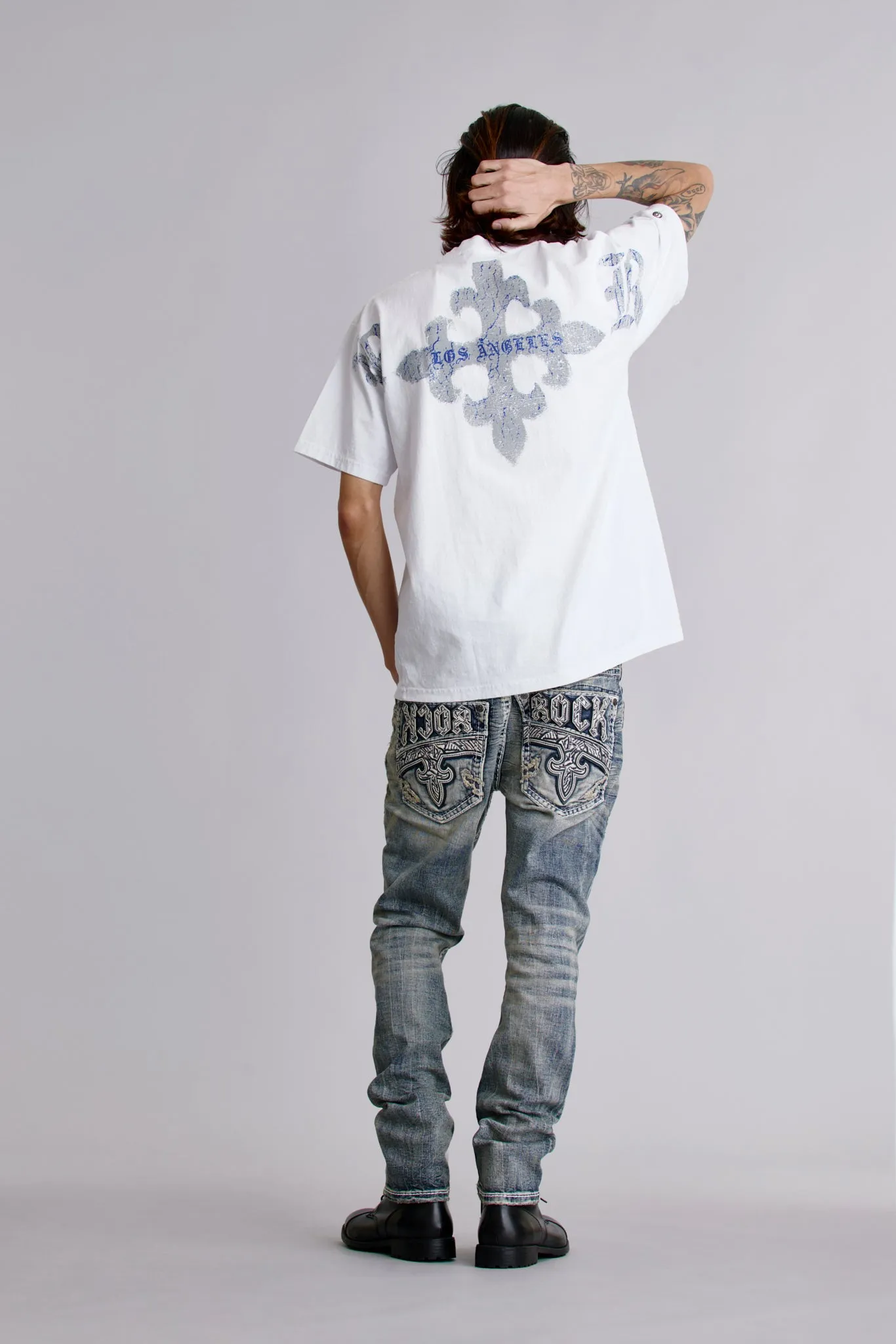 LA Cross Tee in White sold by Rock Revival product image thumbnail 2