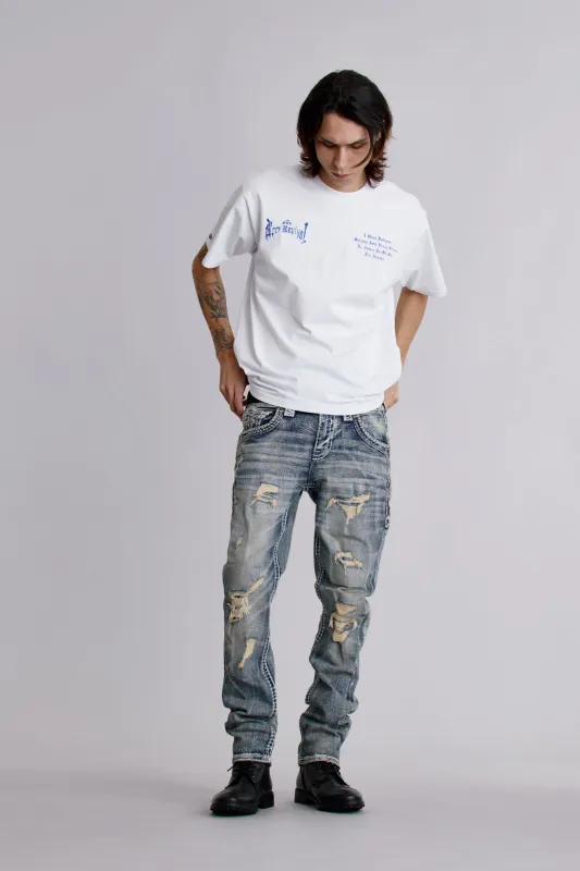 LA Cross Tee in White sold by Rock Revival