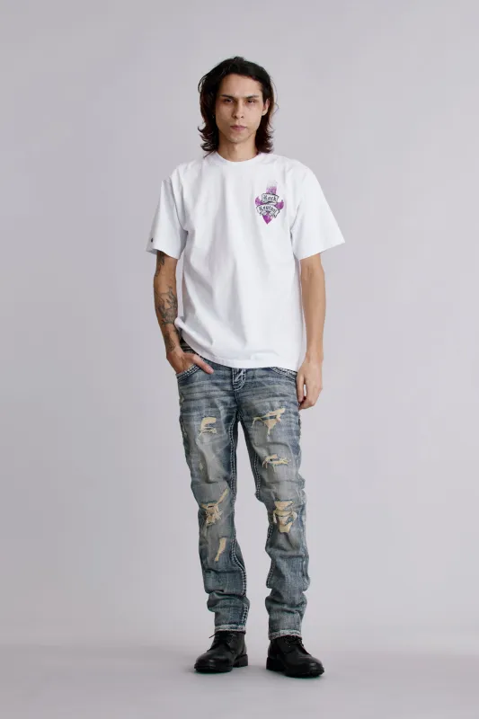 Crest Tee in White sold by Rock Revival