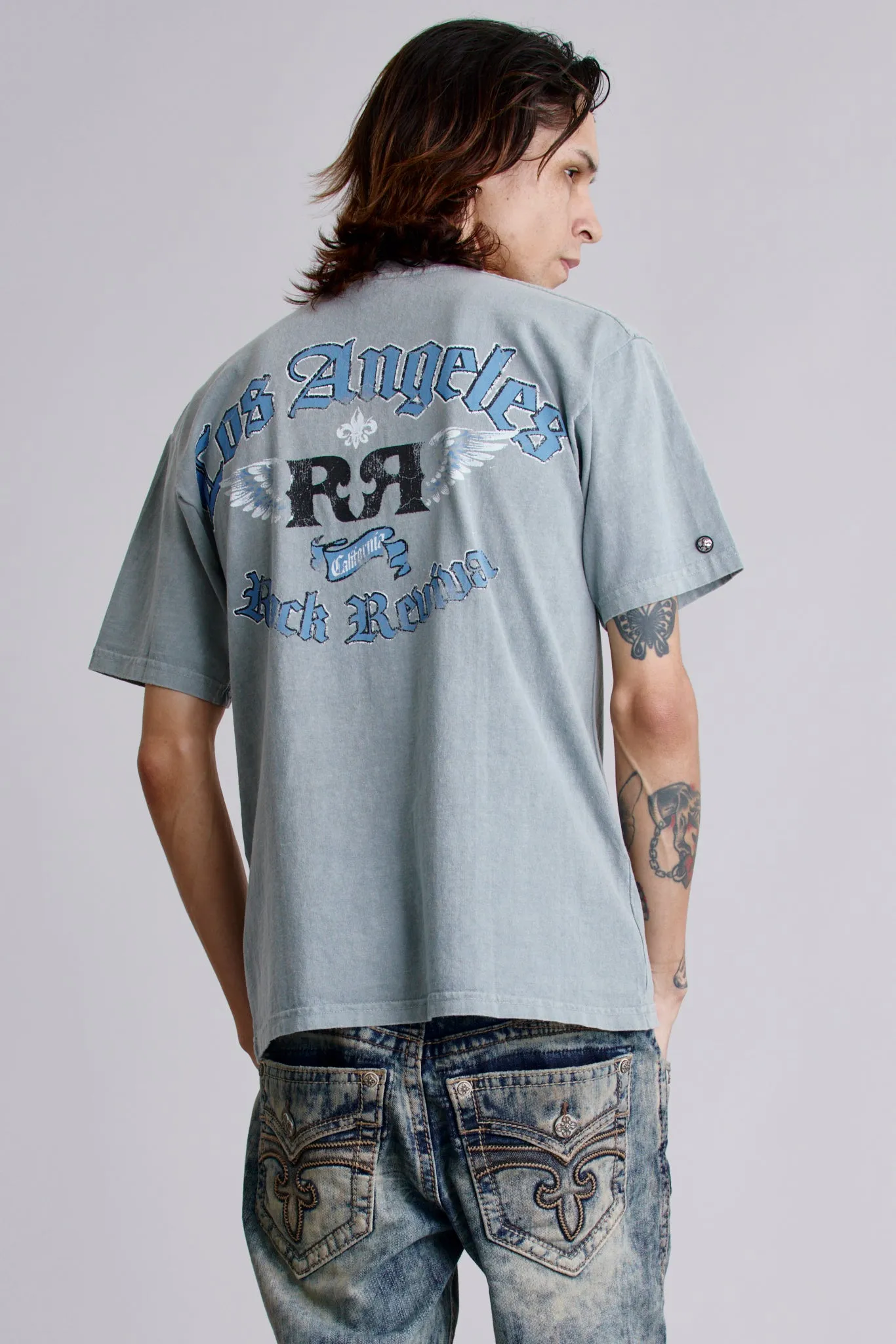 Glory Tee in Sky Grey sold by Rock Revival product image thumbnail 4