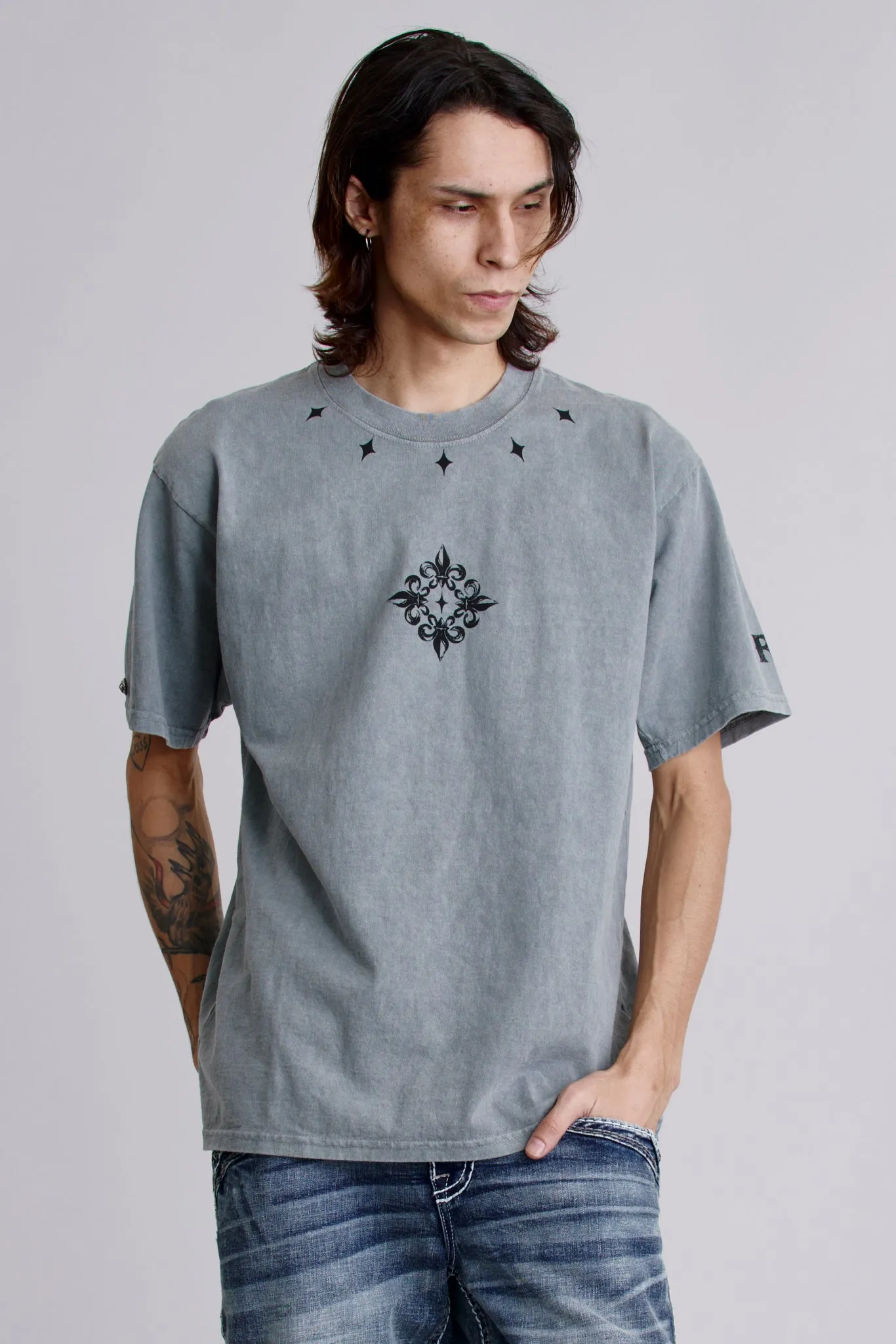 Crest Fade Tee in LA Gray sold by Rock Revival product image thumbnail 4