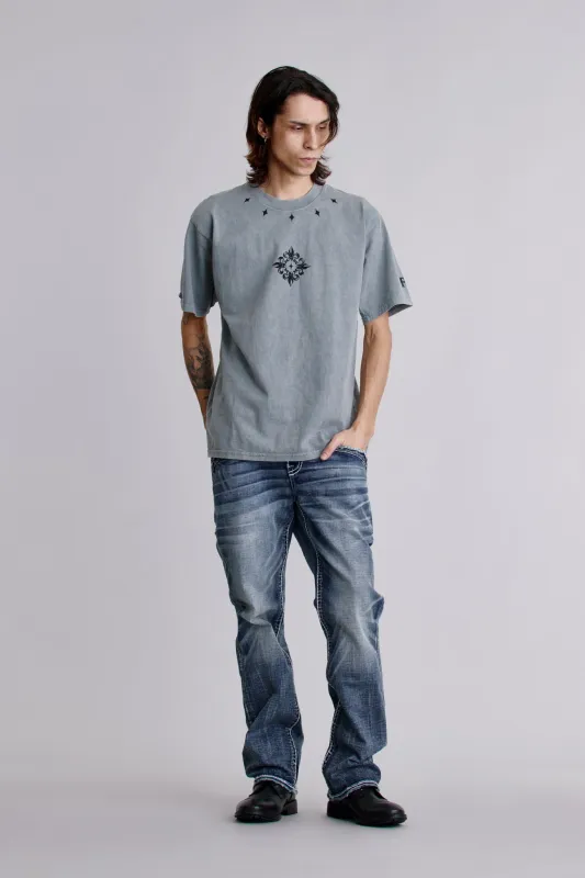 Crest Fade Tee in LA Gray sold by Rock Revival