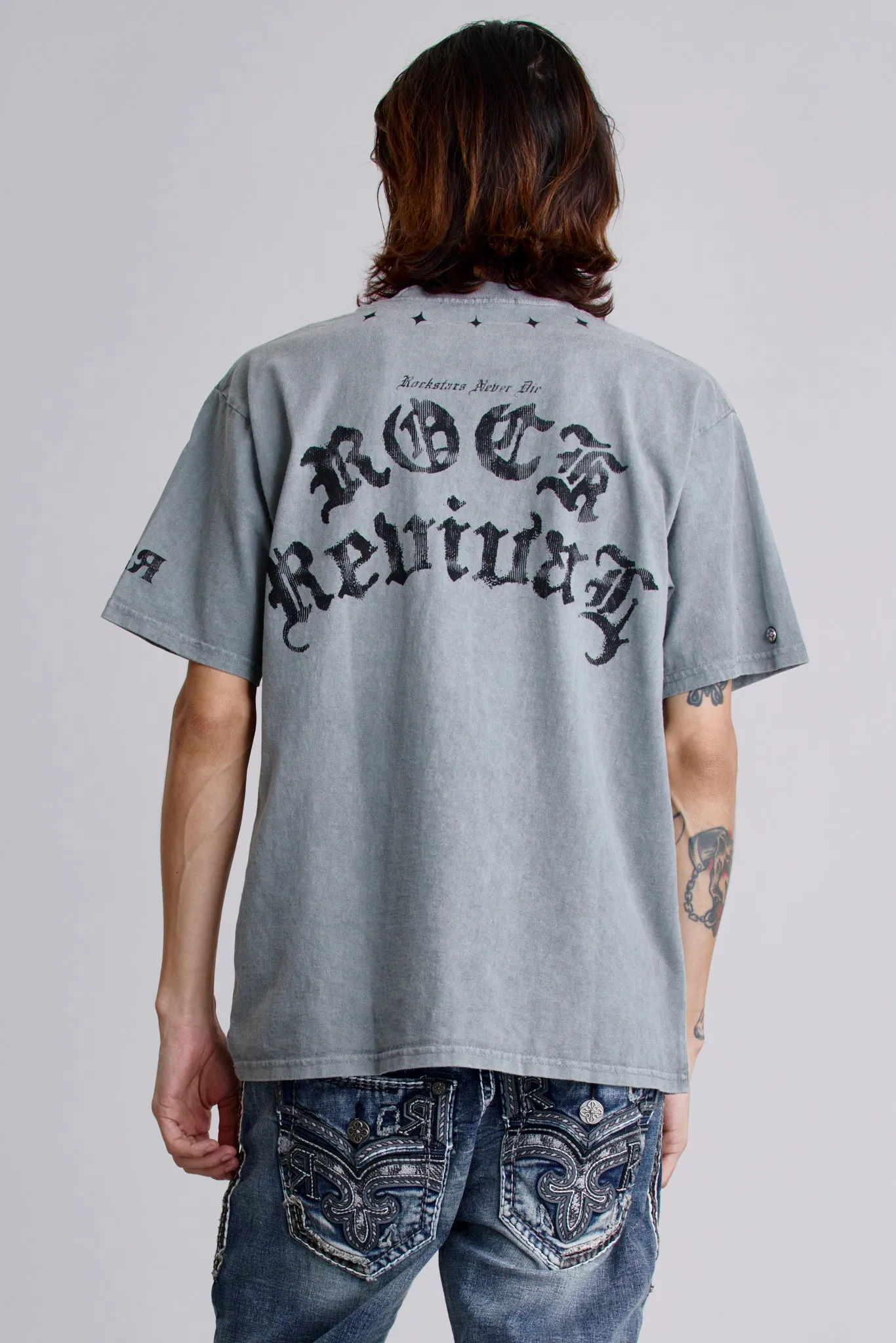 Crest Fade Tee in LA Gray sold by Rock Revival product image thumbnail 5