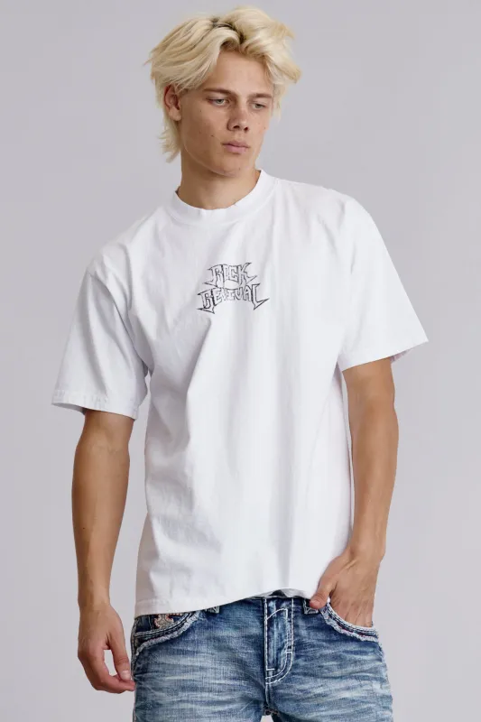 Manifest tee in White sold by Rock Revival