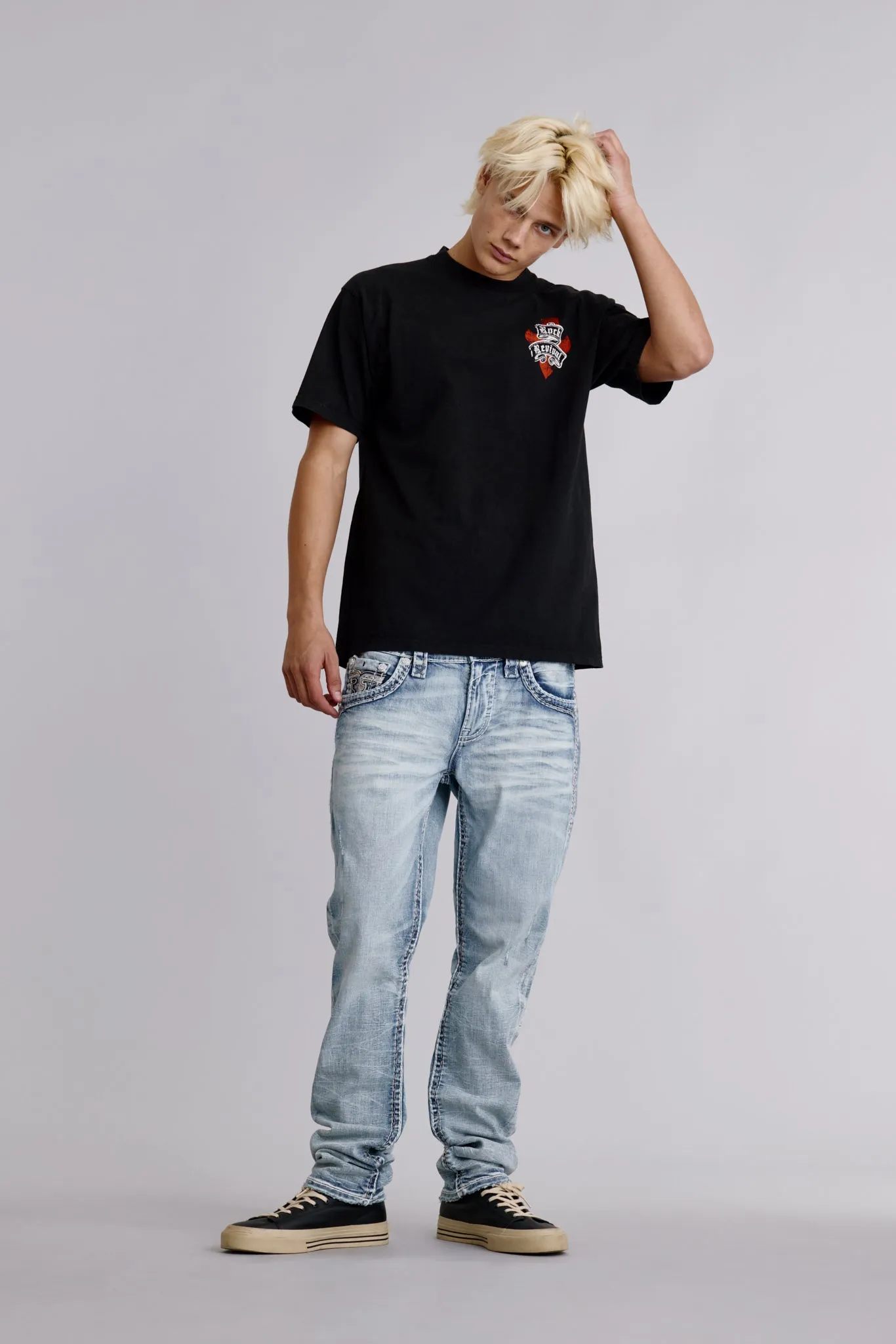 Crest Tee in Black sold by Rock Revival product image thumbnail 3