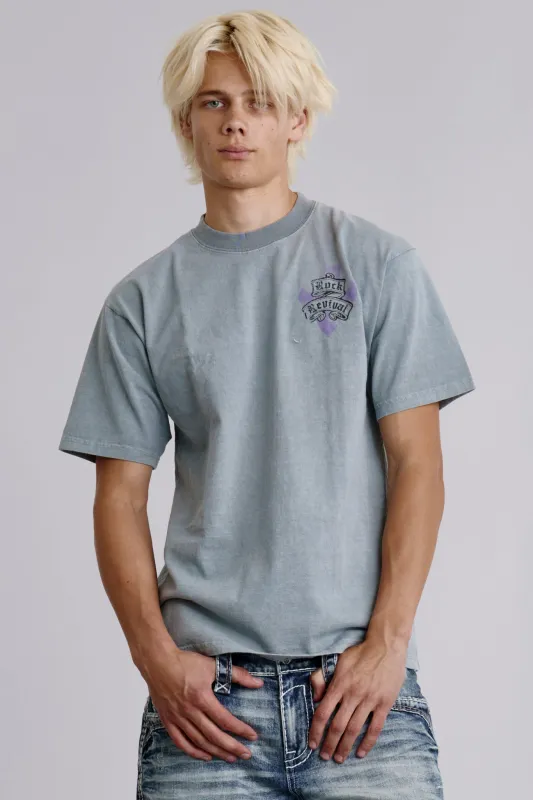 Crest Tee in Sky Gray sold by Rock Revival