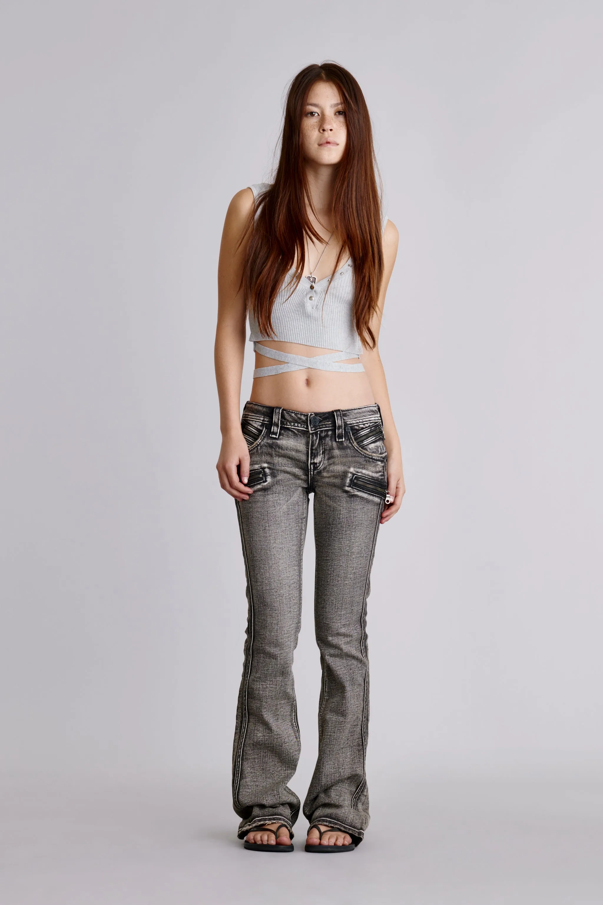 Kamil Super Low-Rise Moto Bootcut Jeans sold by Rock Revival