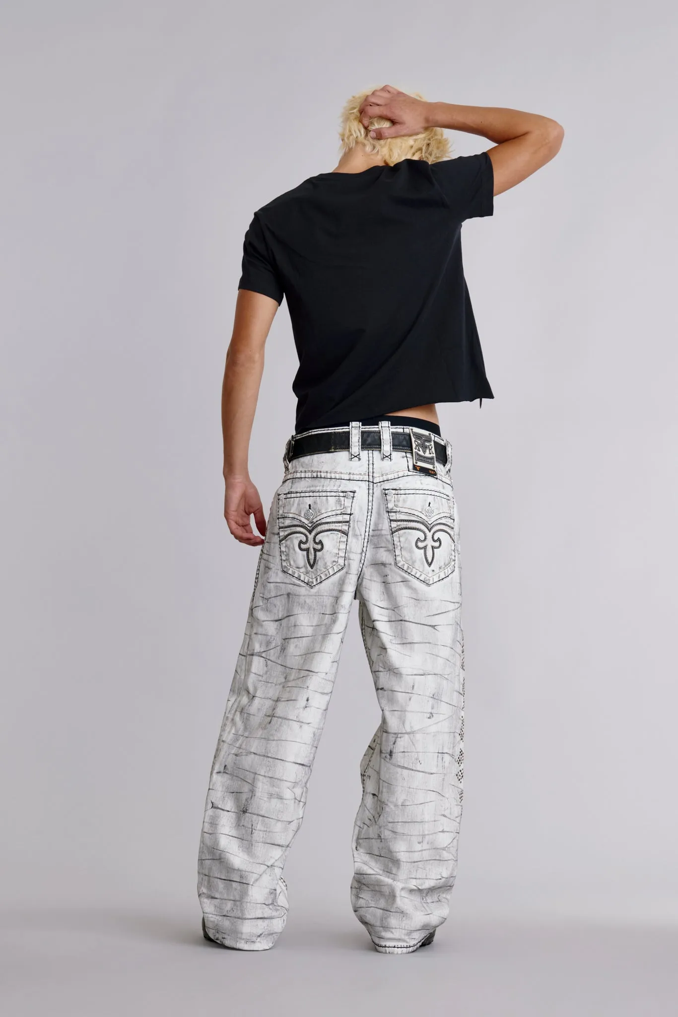 Arther Baggy 3 Jeans in Fracture White sold by Rock Revival product image thumbnail 3