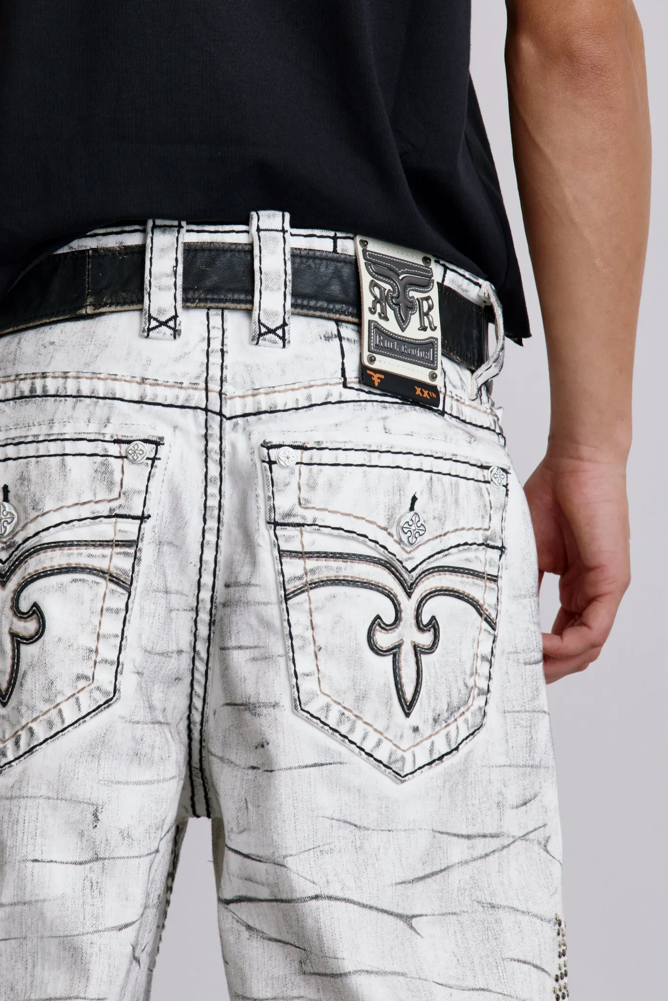 Arther Baggy 3 Jeans in Fracture White sold by Rock Revival product image thumbnail 4