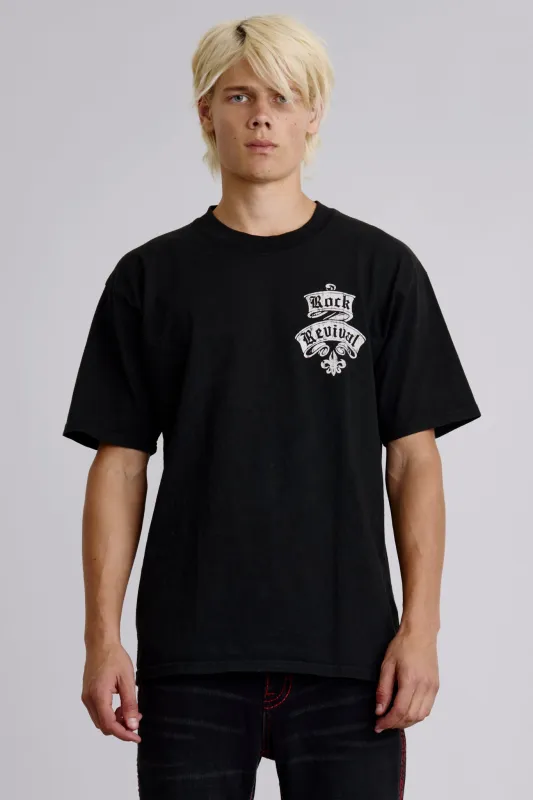 Rock Revival Crest Tee in Black sold by Rock Revival