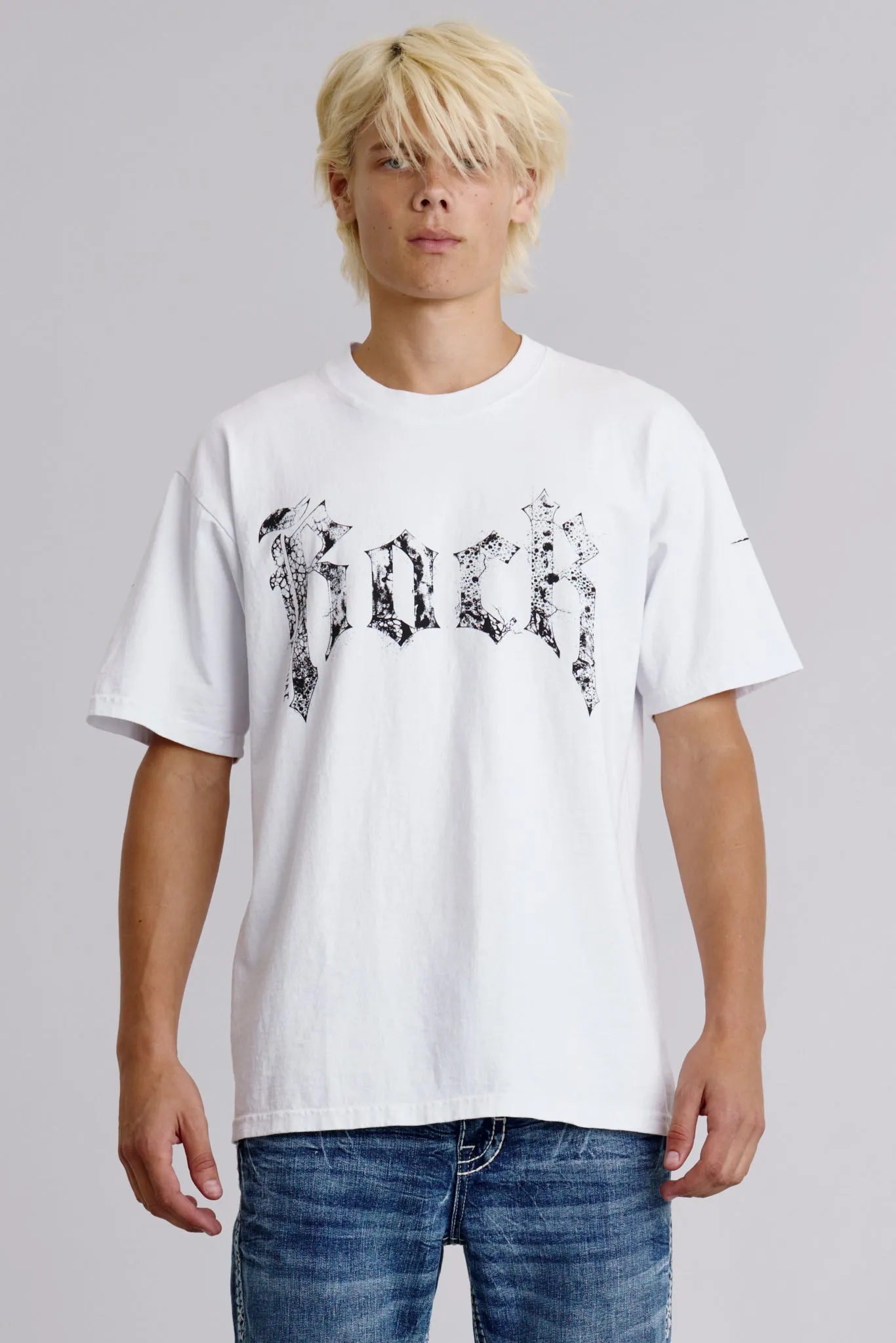 Rock Tee in White sold by Rock Revival