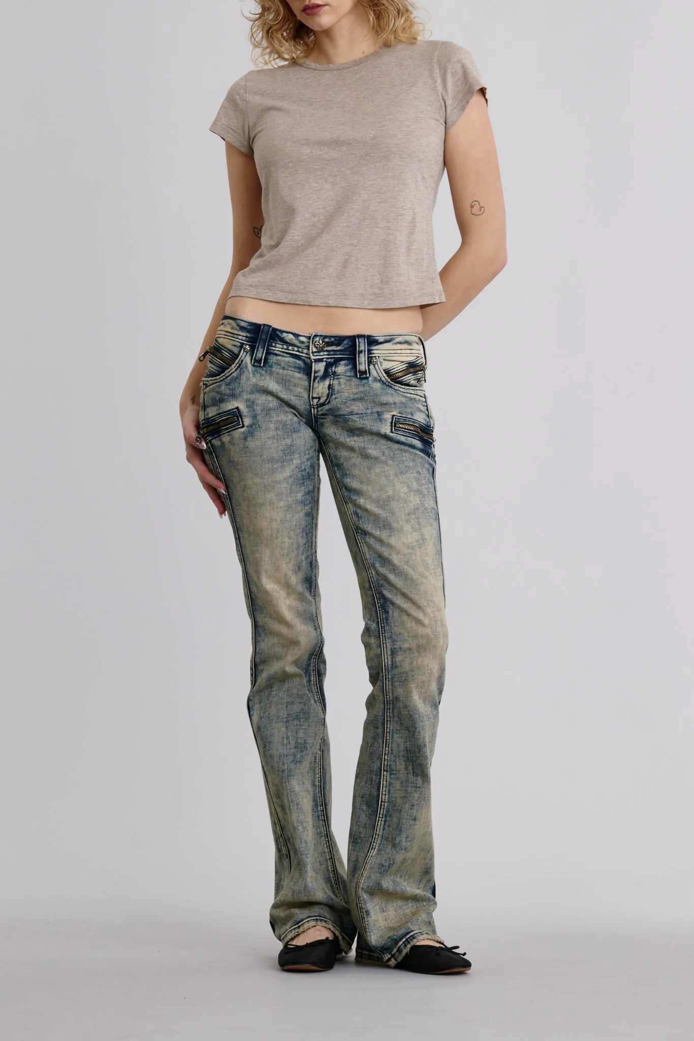 Kamil Super Low-Rise Moto Bootcut Jeans sold by Rock Revival product image thumbnail 4