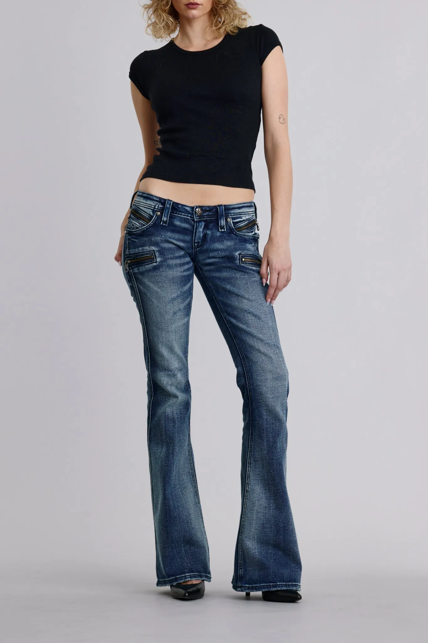 Joplin Super Low-Rise Flare Jeans sold by Rock Revival