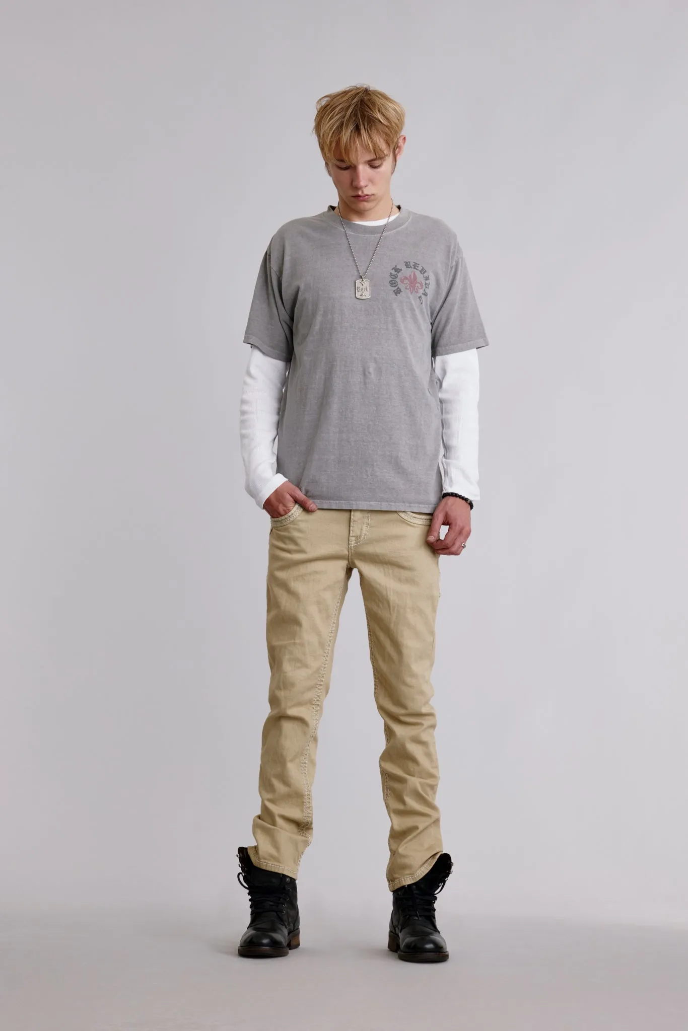 Eternal Tee in Weathered Grey sold by Rock Revival