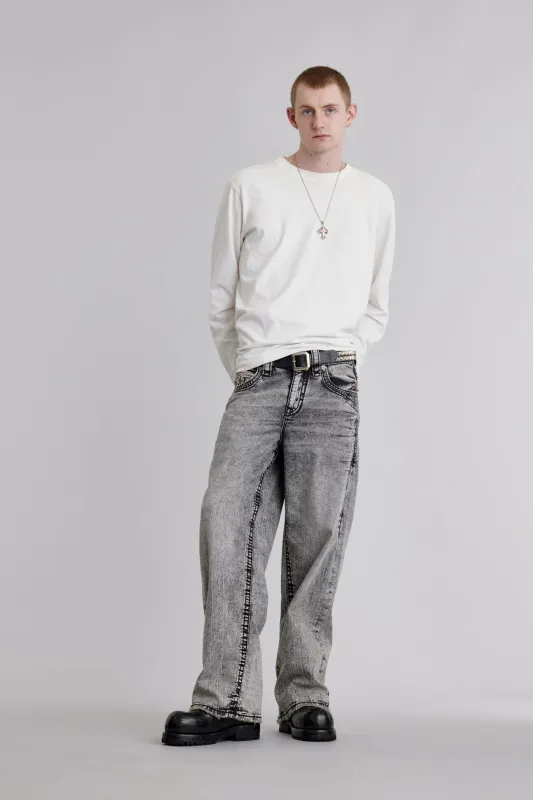 Thorne Baggy 3 Jeans in Gray sold by Rock Revival