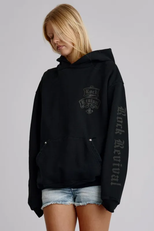 Classic Rock Hoodie in Black/Gray (W) made by Rock Revival