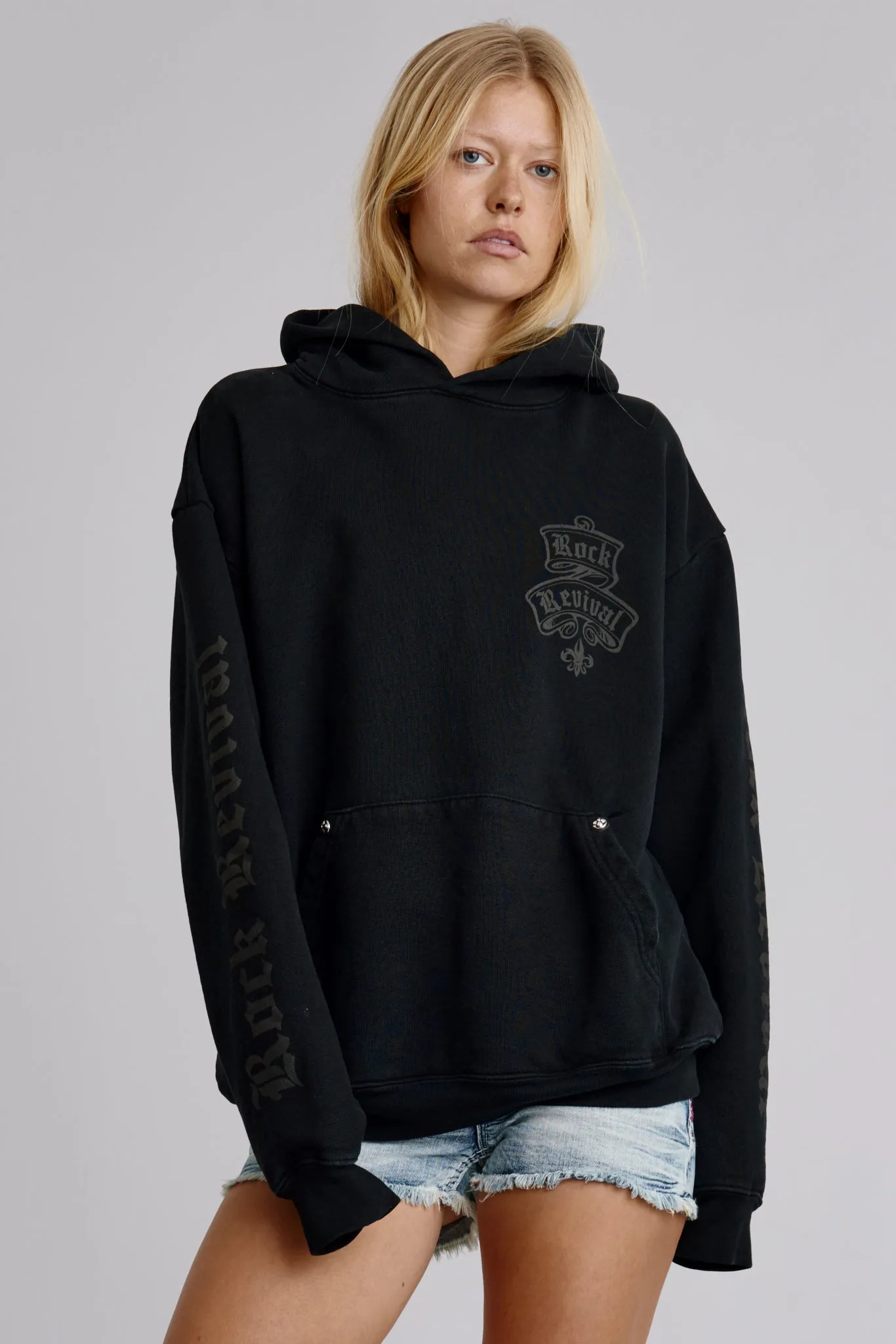 Classic Rock Hoodie in Black/Gray (W) sold by Rock Revival product image thumbnail 3