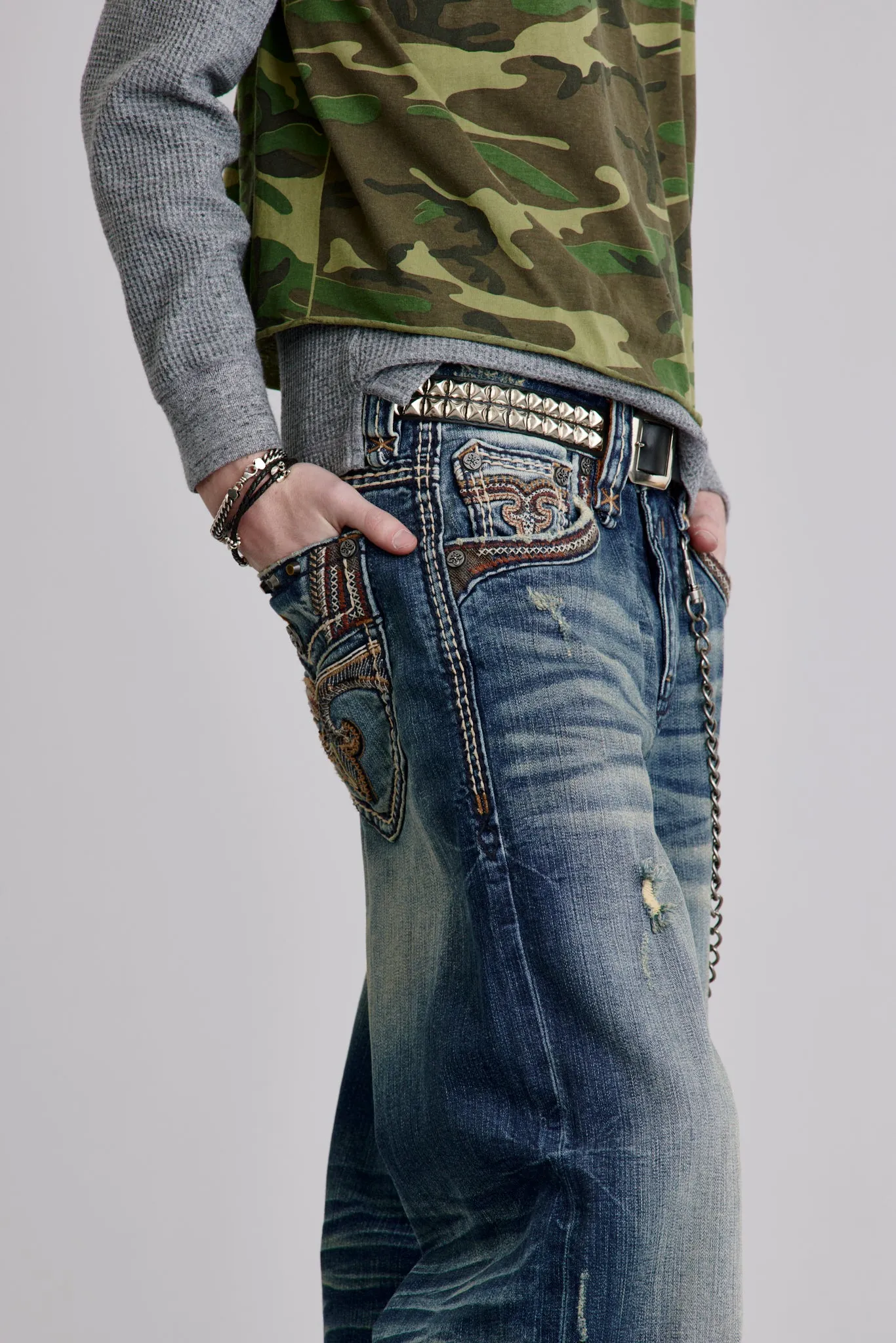 Milton Baggy 2 Studded Jeans sold by Rock Revival product image thumbnail 5