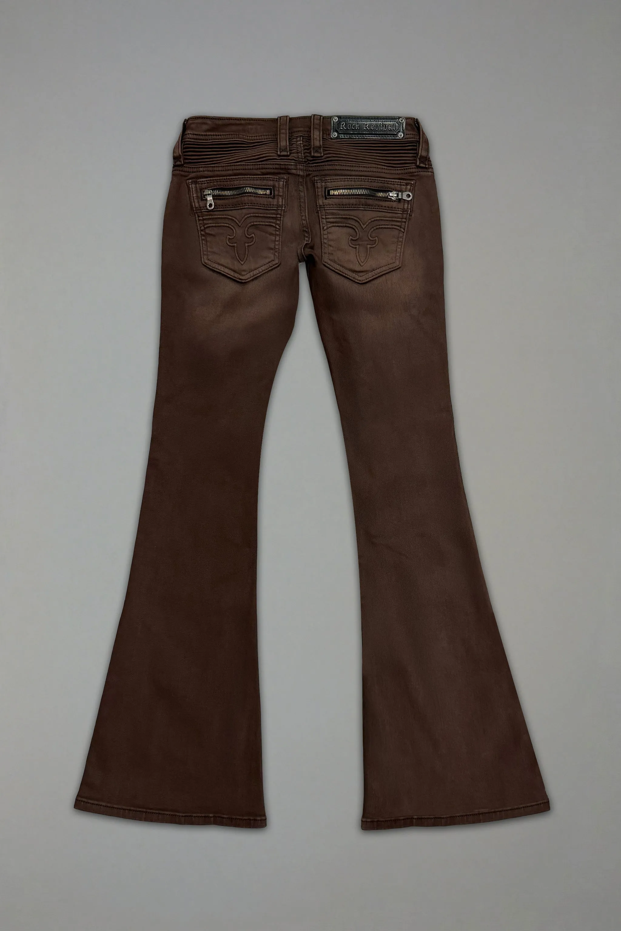 Joplin Super Low-Rise Flare in Brown sold by Rock Revival product image thumbnail 5