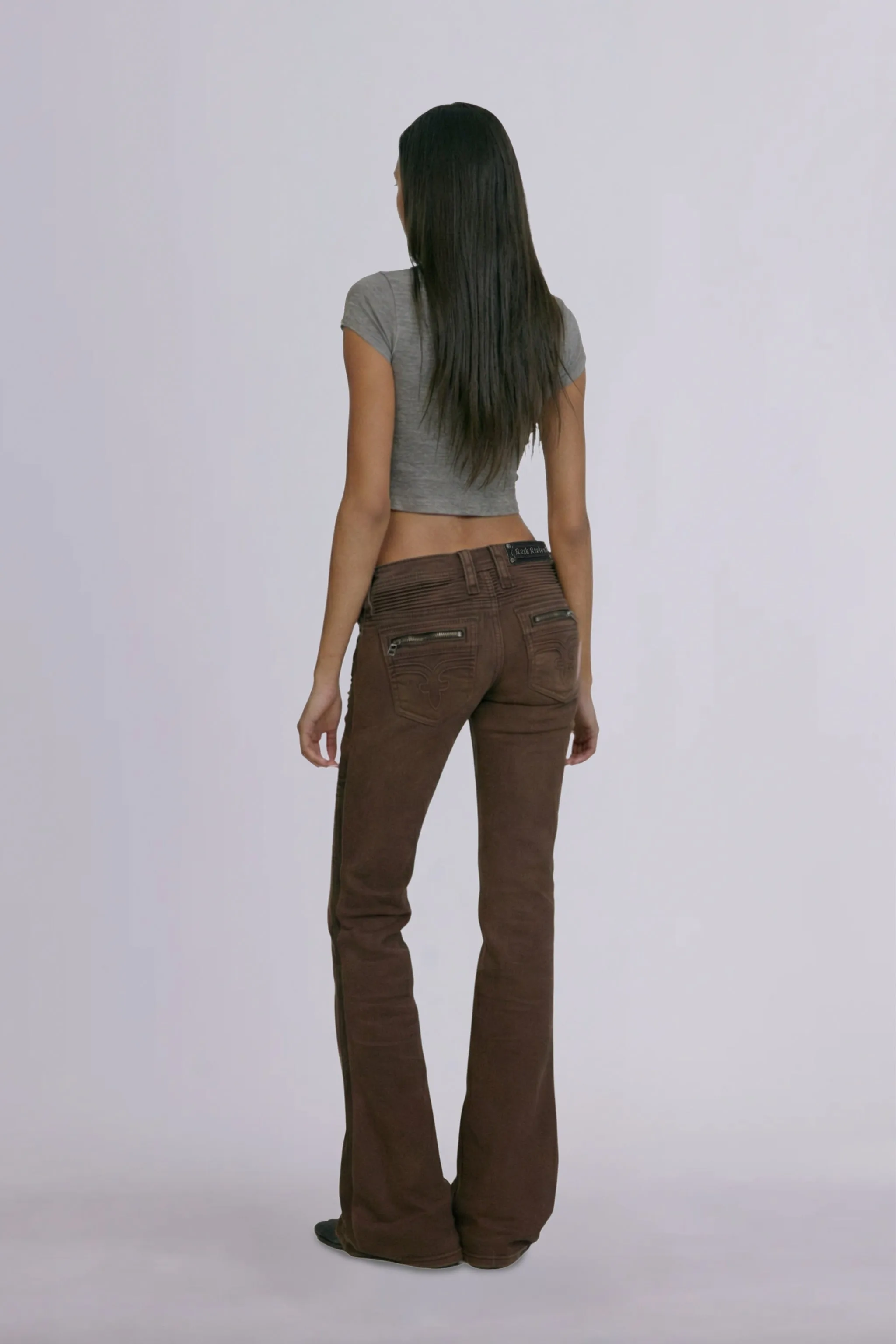 Joplin Super Low-Rise Flare in Brown sold by Rock Revival product image thumbnail 2