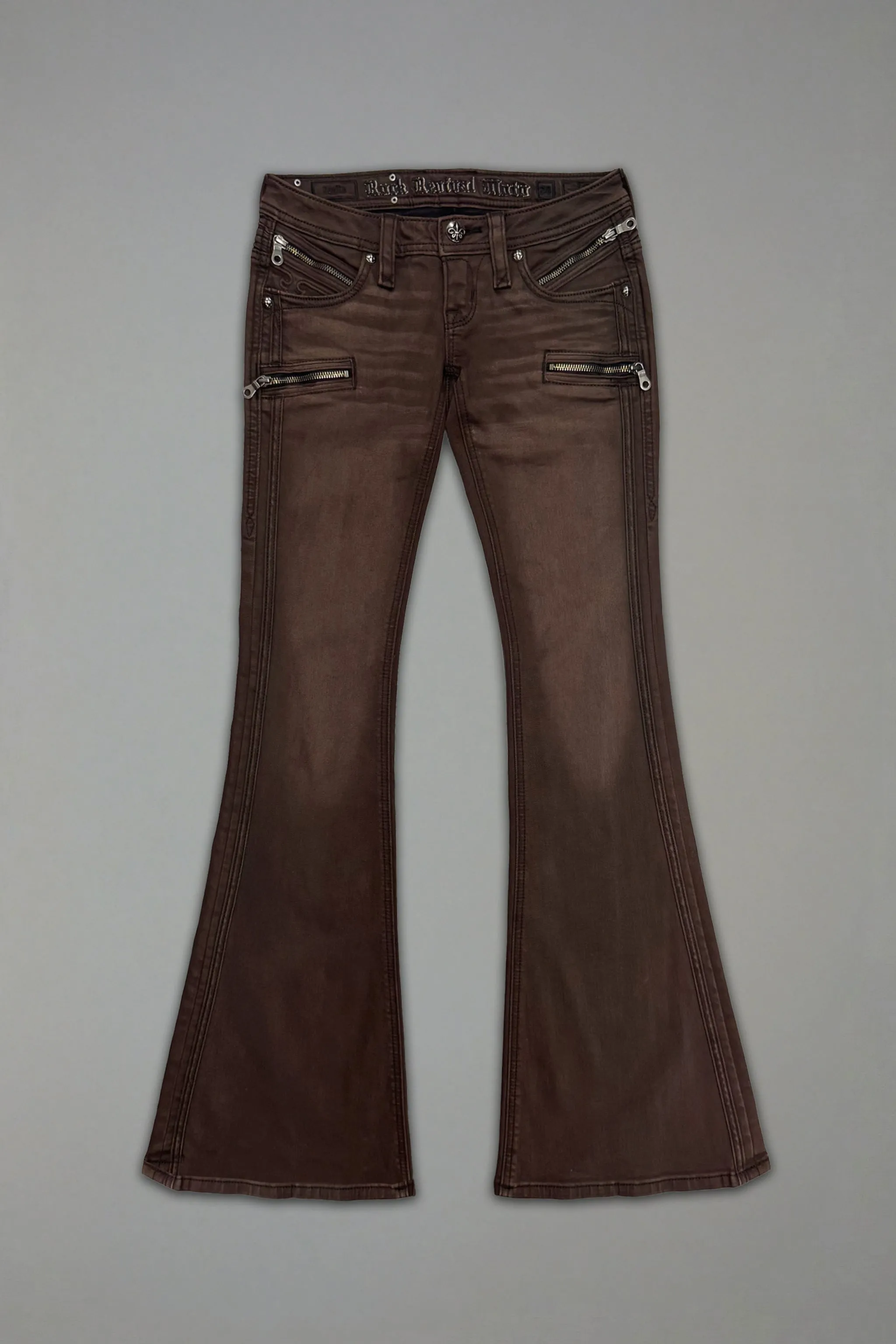 Joplin Super Low-Rise Flare in Brown sold by Rock Revival product image thumbnail 4