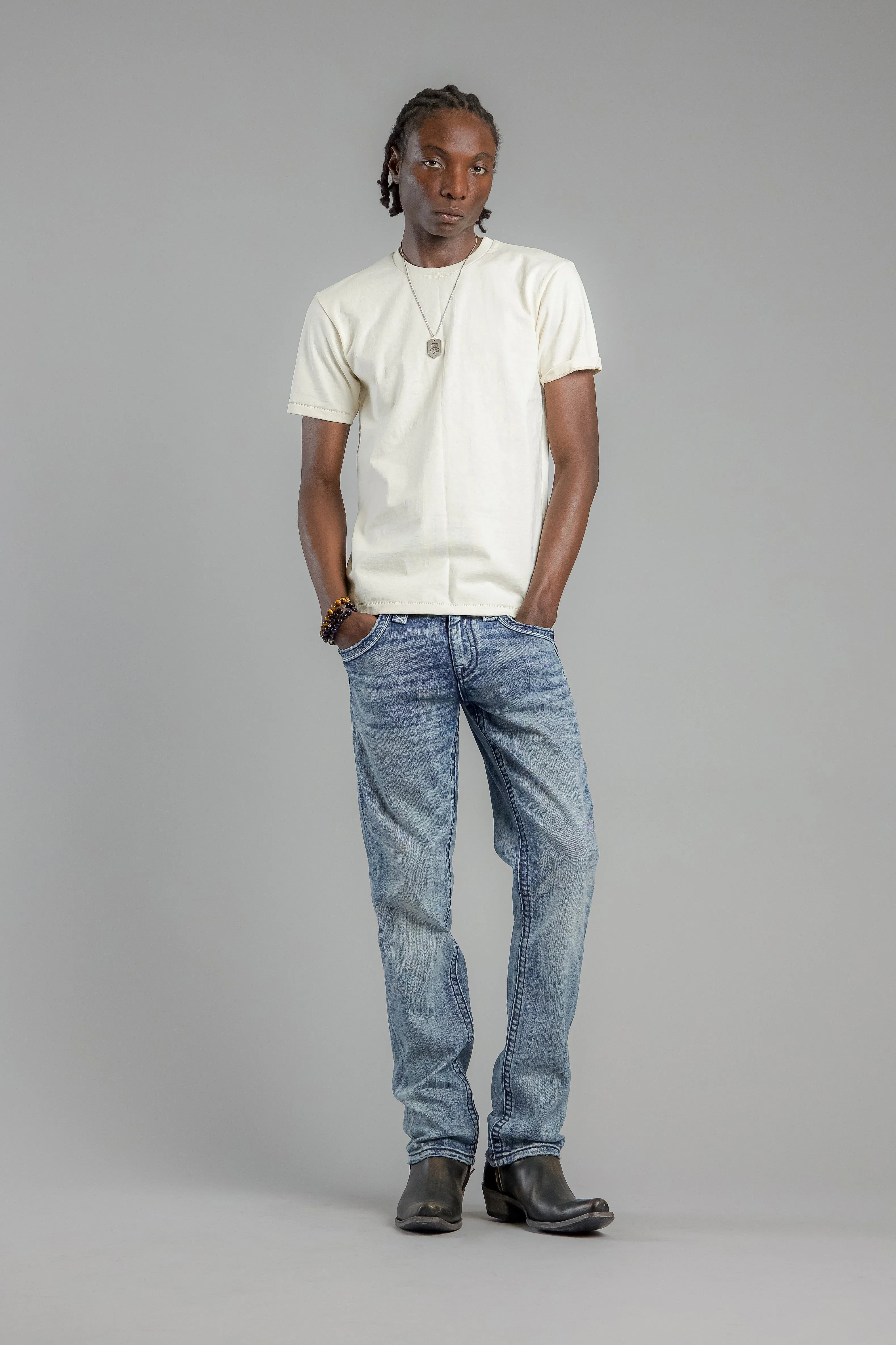 Richie Straight Jeans in Light Blue sold by Rock Revival