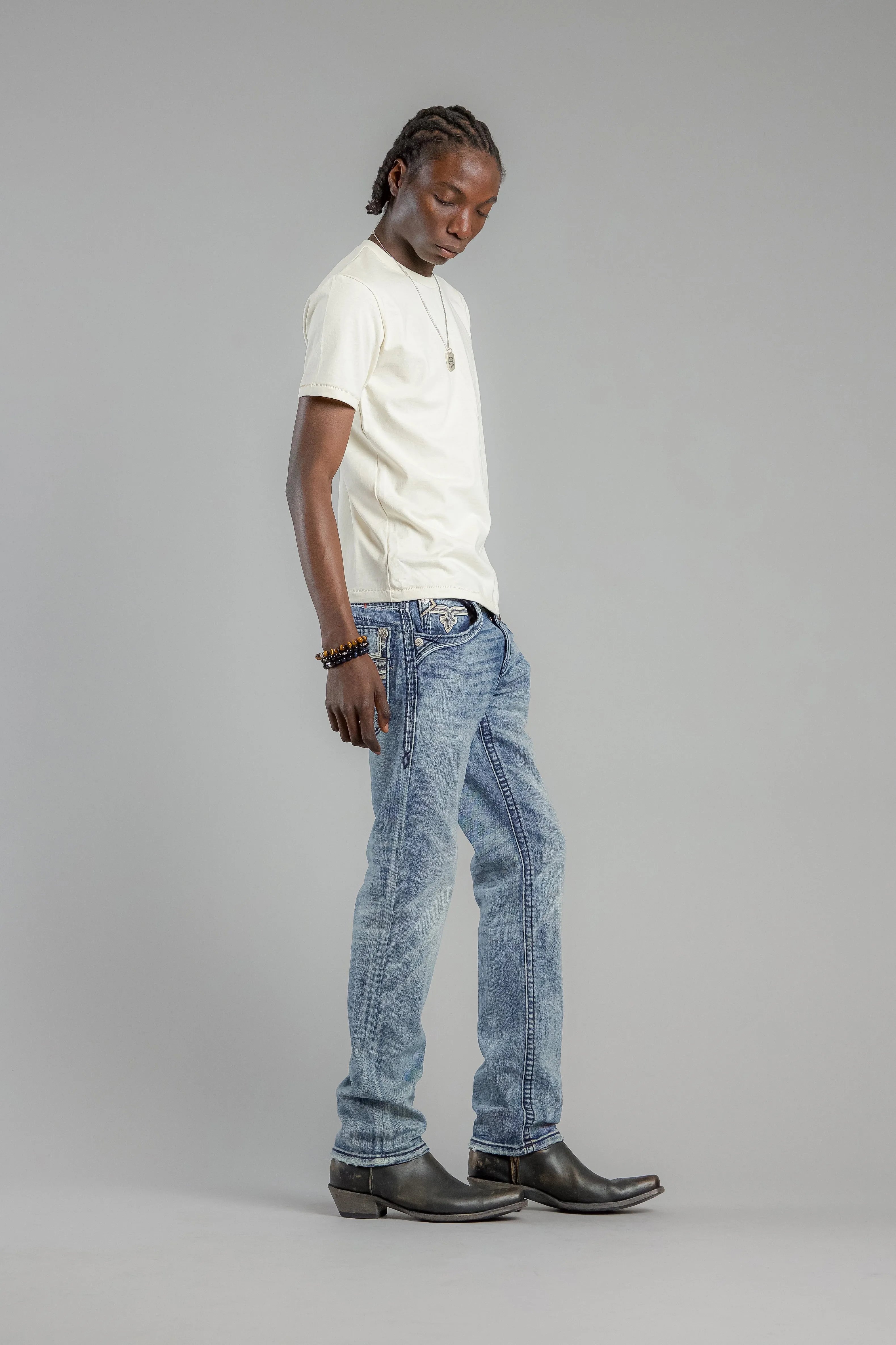 Richie Straight Jeans in Light Blue sold by Rock Revival product image thumbnail 4