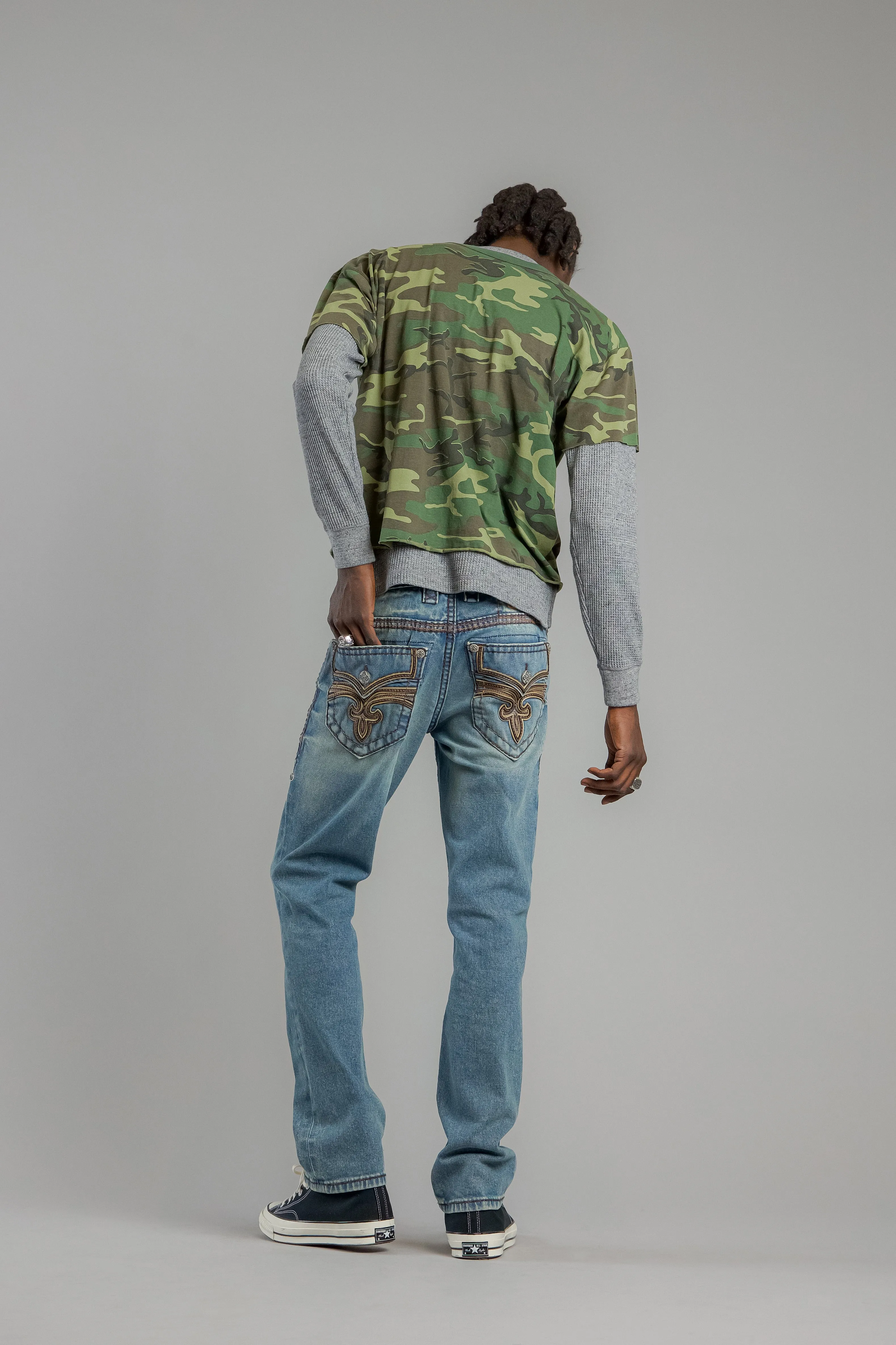 Wes Straight Jeans Light Vintage Blue sold by Rock Revival product image thumbnail 3