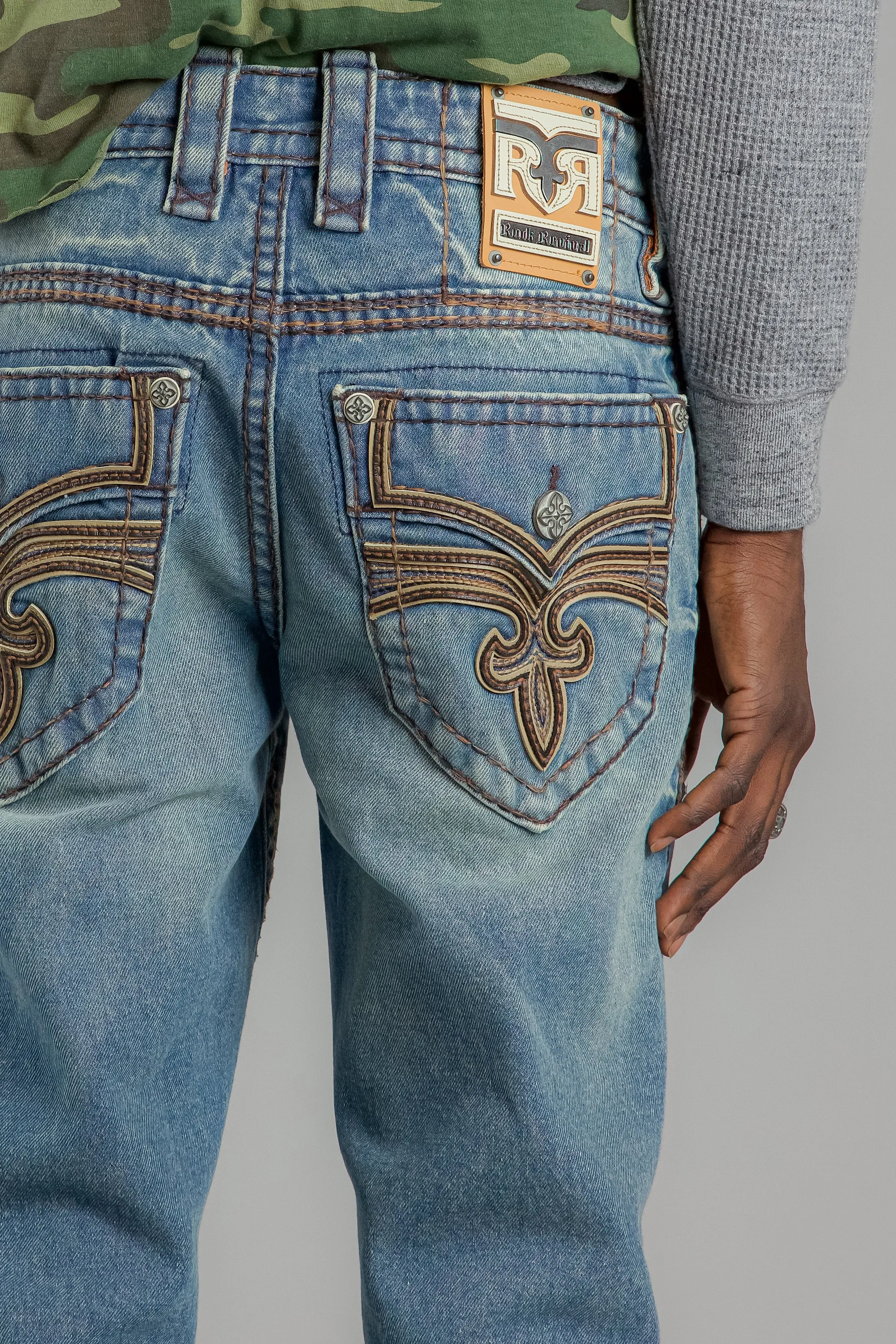 Wes Straight Jeans Light Vintage Blue sold by Rock Revival product image thumbnail 2