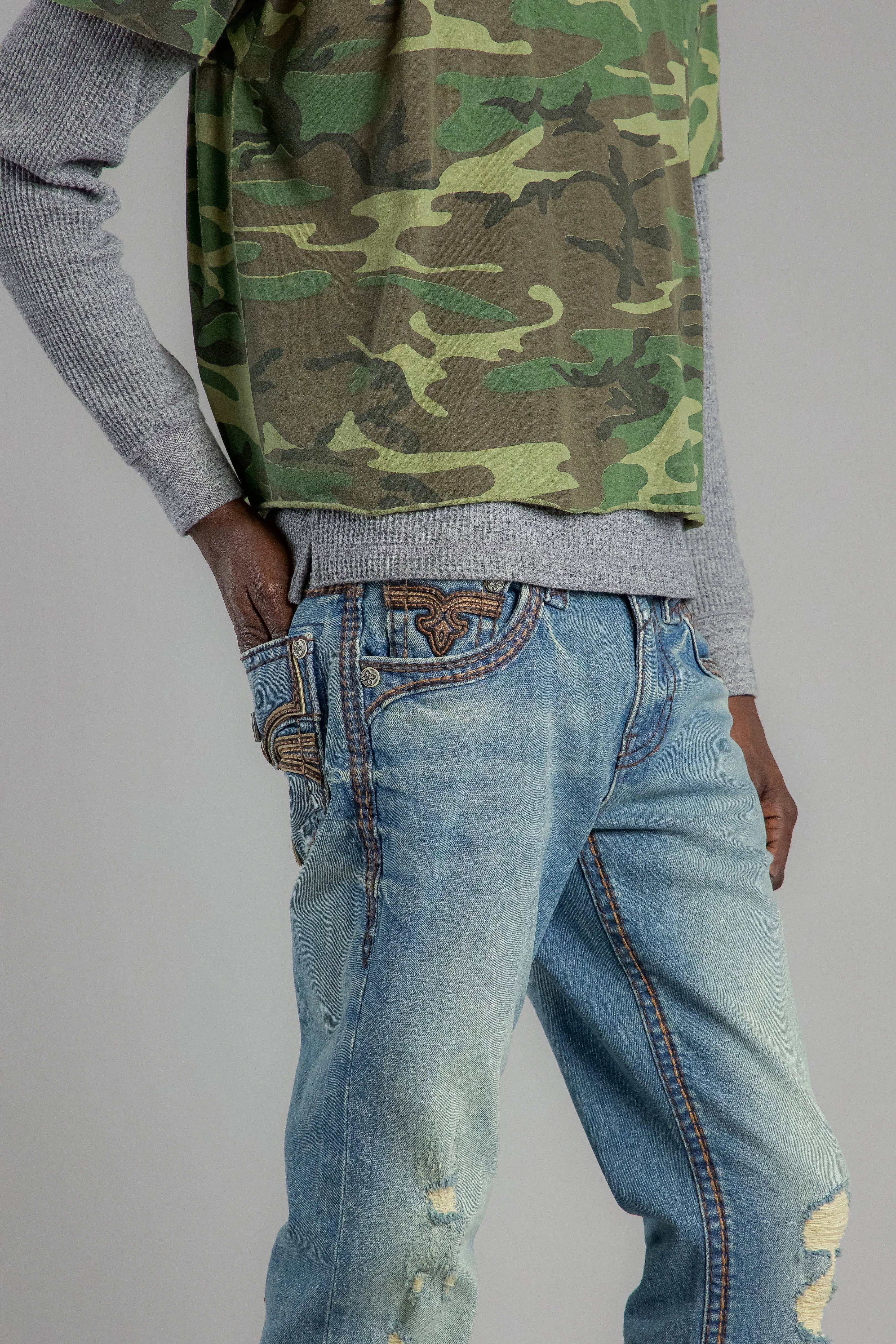 Wes Straight Jeans Light Vintage Blue sold by Rock Revival product image thumbnail 5