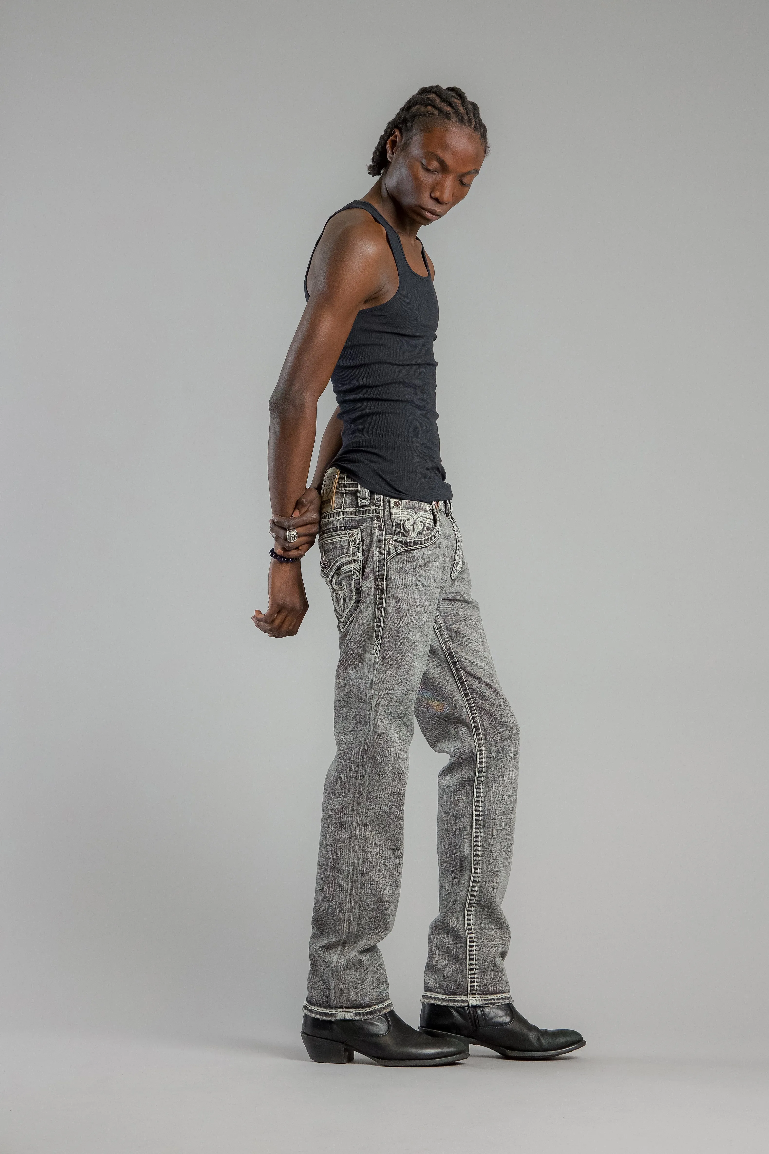 Haiden Straight Jeans in Gray sold by Rock Revival product image thumbnail 4