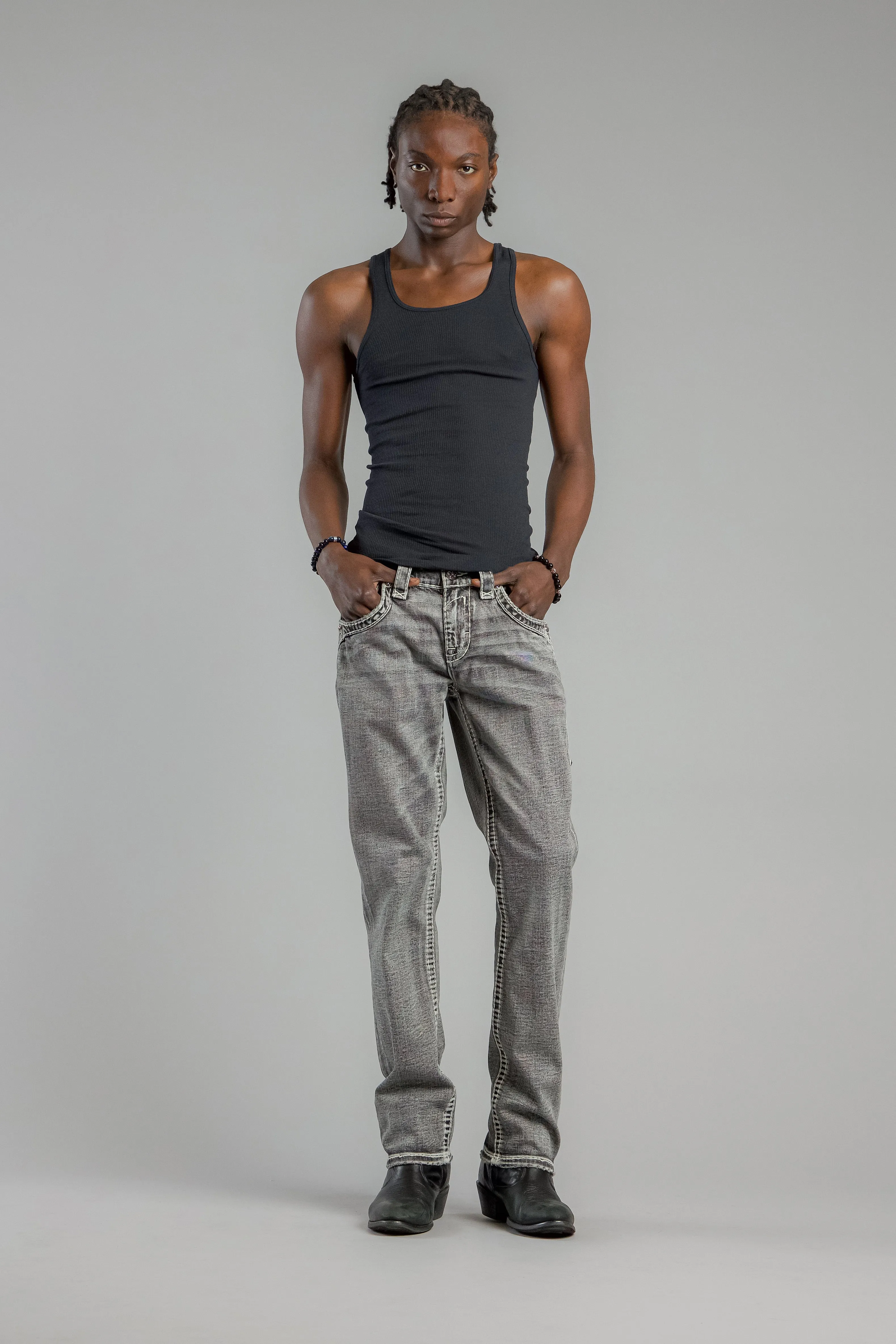 Haiden Straight Jeans in Gray sold by Rock Revival