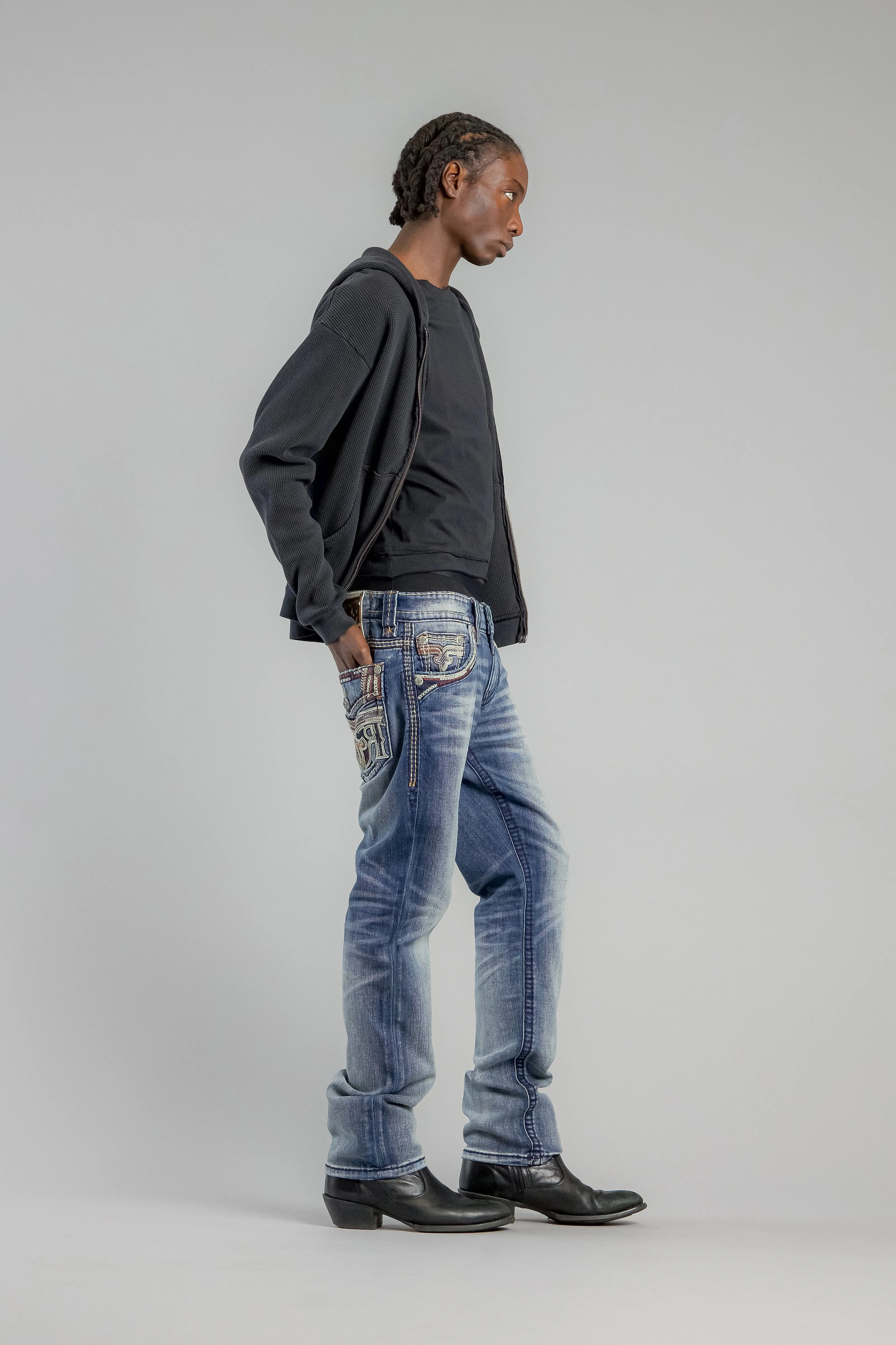 Bexton Straight Jeans in Vintage Blue sold by Rock Revival product image thumbnail 4