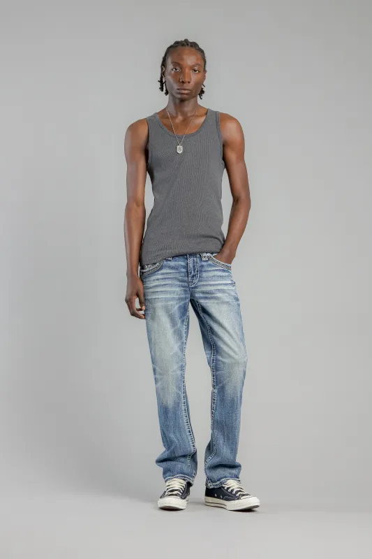 Andrew Bootcut Jeans in Medium Blue made by Rock Revival